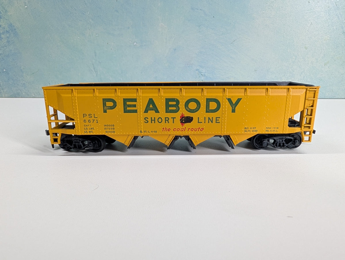USED Athearn HO Scale 4 Bay Operating Hopper Peabody Short Line PSL #6671