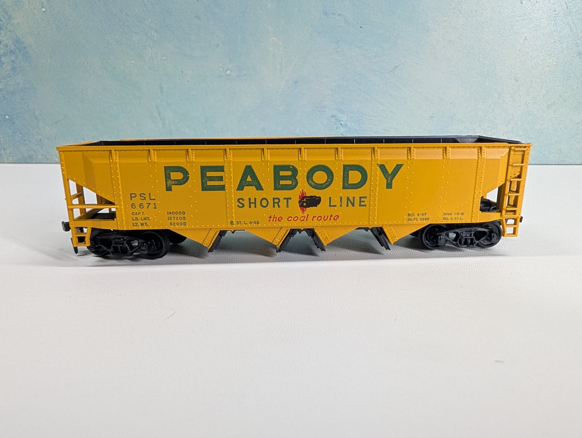 USED Athearn HO Scale 4 Bay Operating Hopper Peabody Short Line PSL #6671
