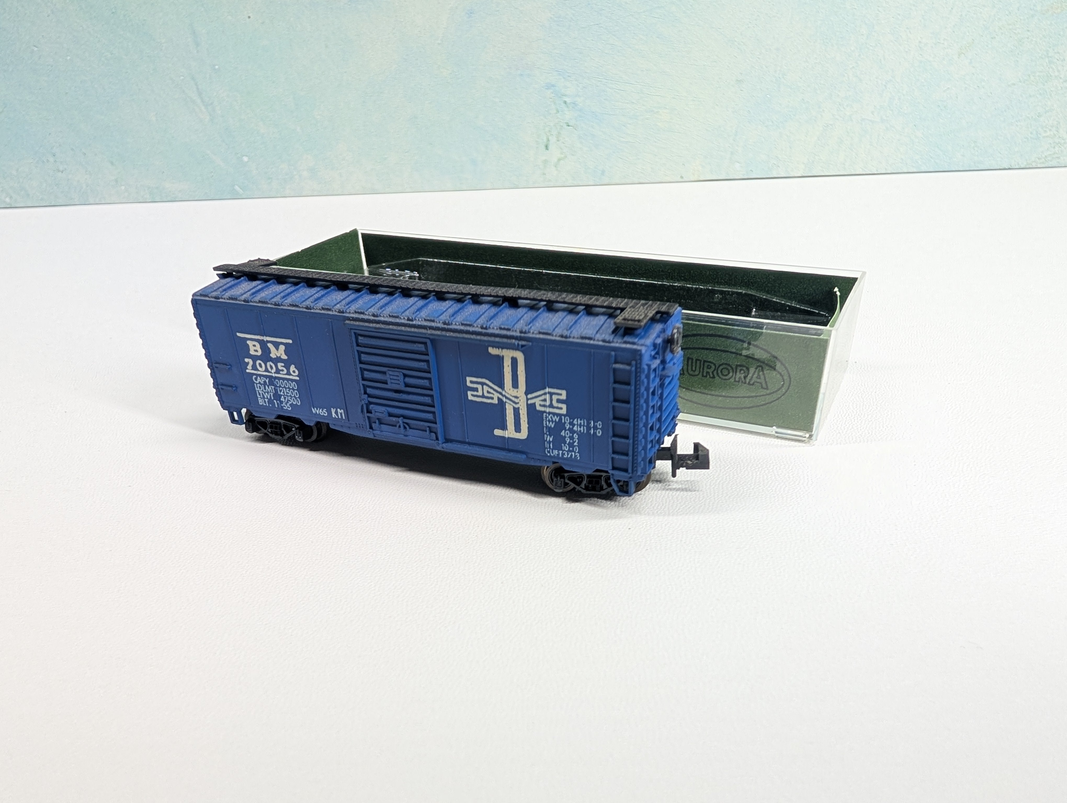 USED Postage Stamp Trains Aurora N Scale Box Car Boston and Maine BM #70056