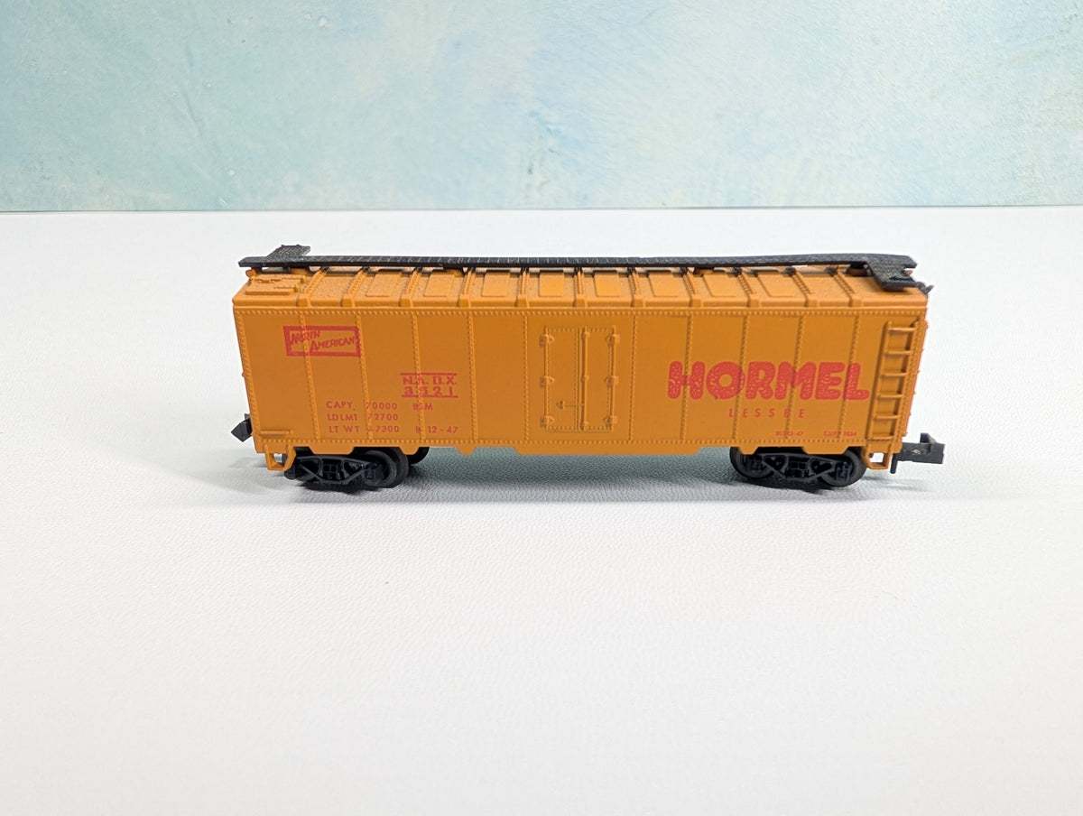 USED Postage Stamp Trains Aurora N Scale Box Car Hormel NADX #3521