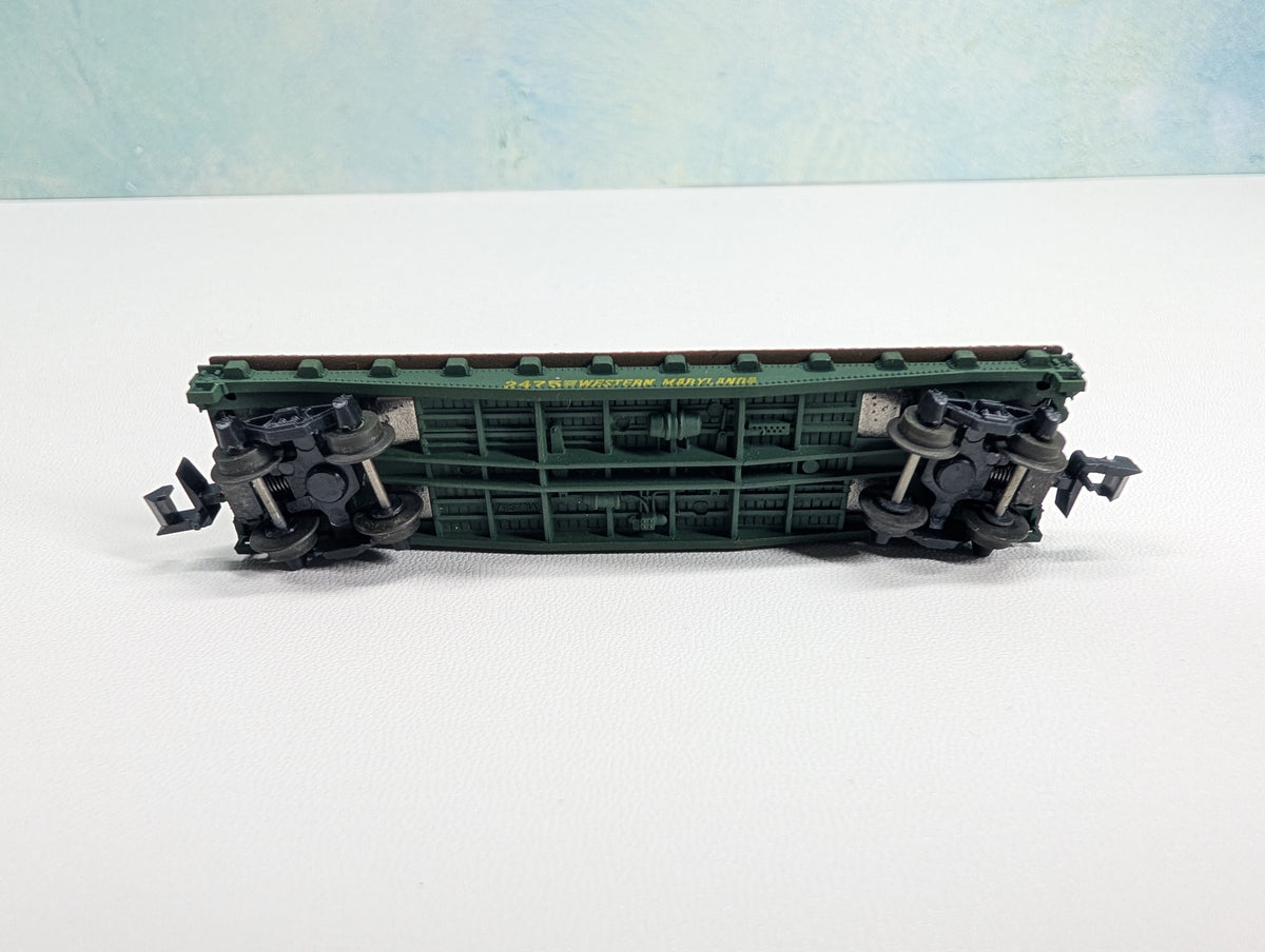 USED Postage Stamp Trains Aurora N Scale Flat Car Western Maryland WM #2475
