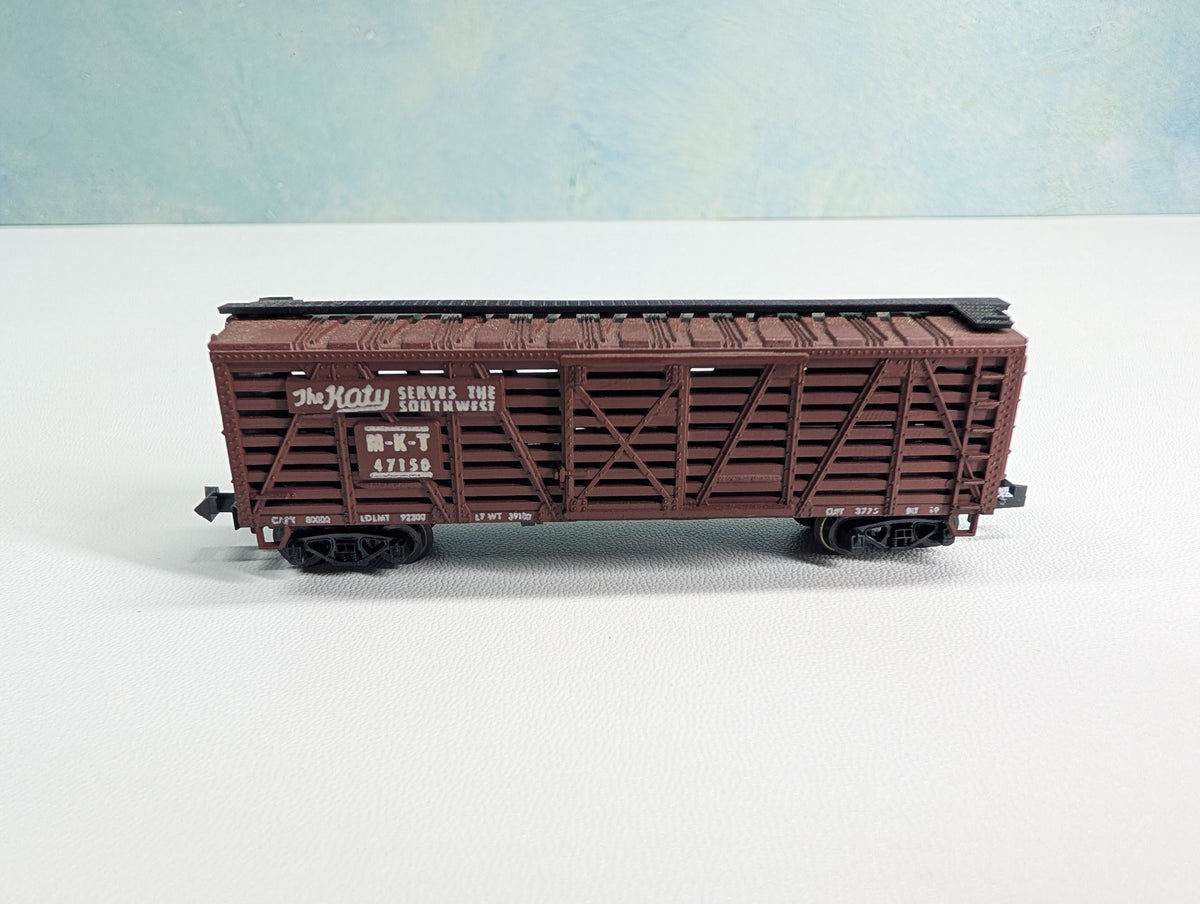 USED Postage Stamp Trains Aurora N Scale Cattle Stock Car MKT #47150 The Katy