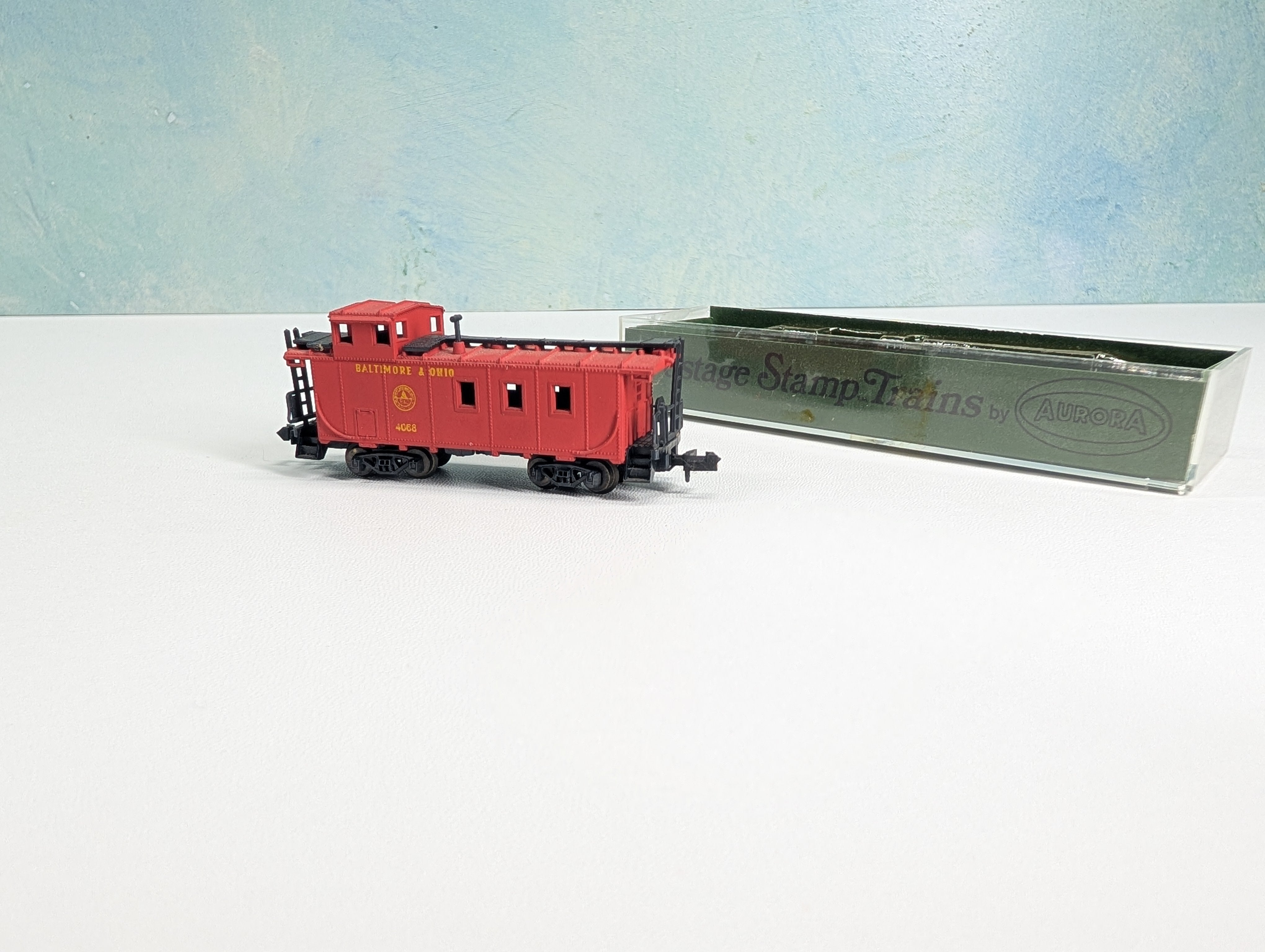 USED Postage Stamp Trains Aurora N Scale Caboose Baltimore and Ohio B&O #4068
