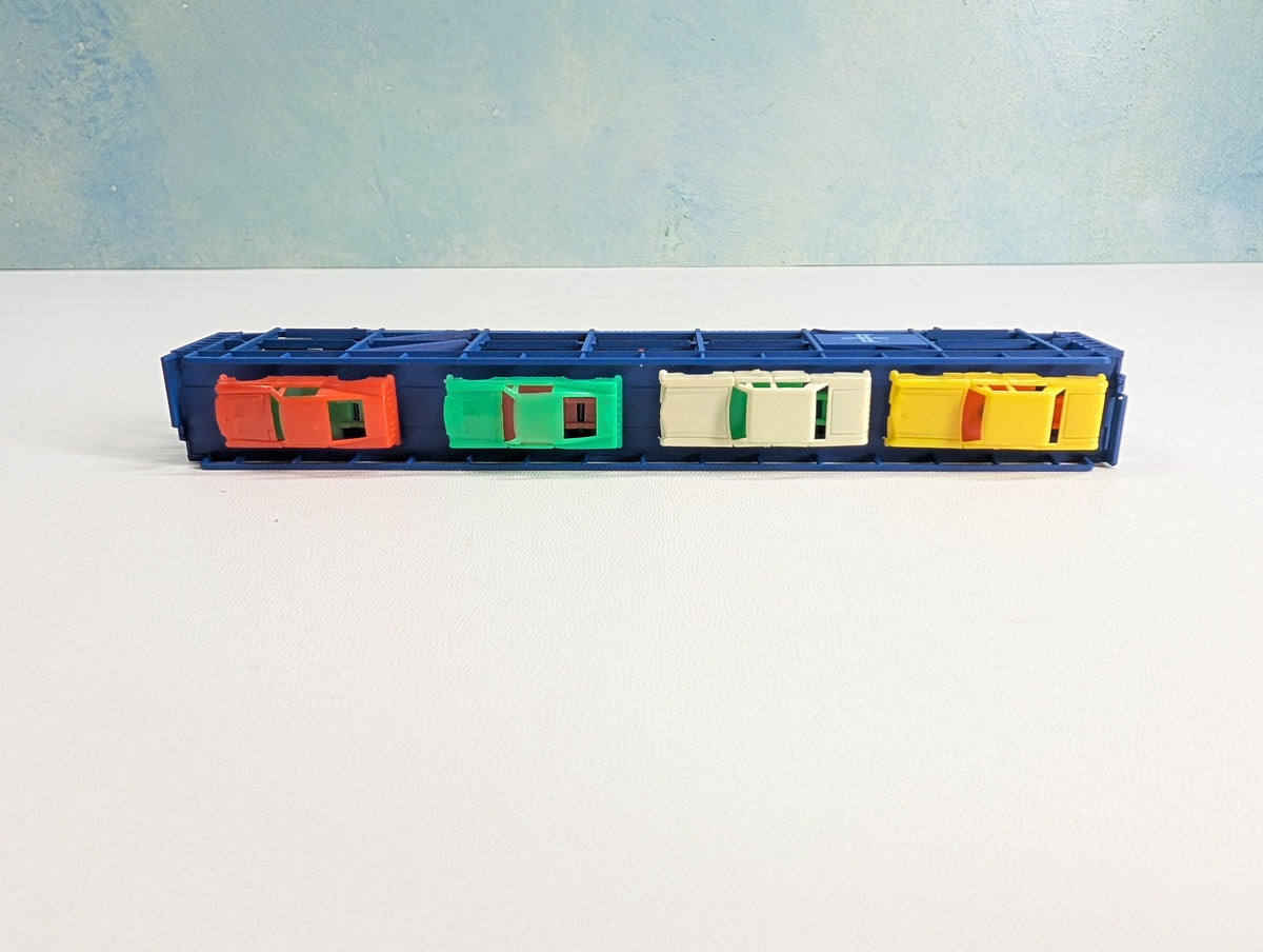 USED TRIX N Scale Auto Transporter w/ Vehicles Boston and Maine TTX #71014