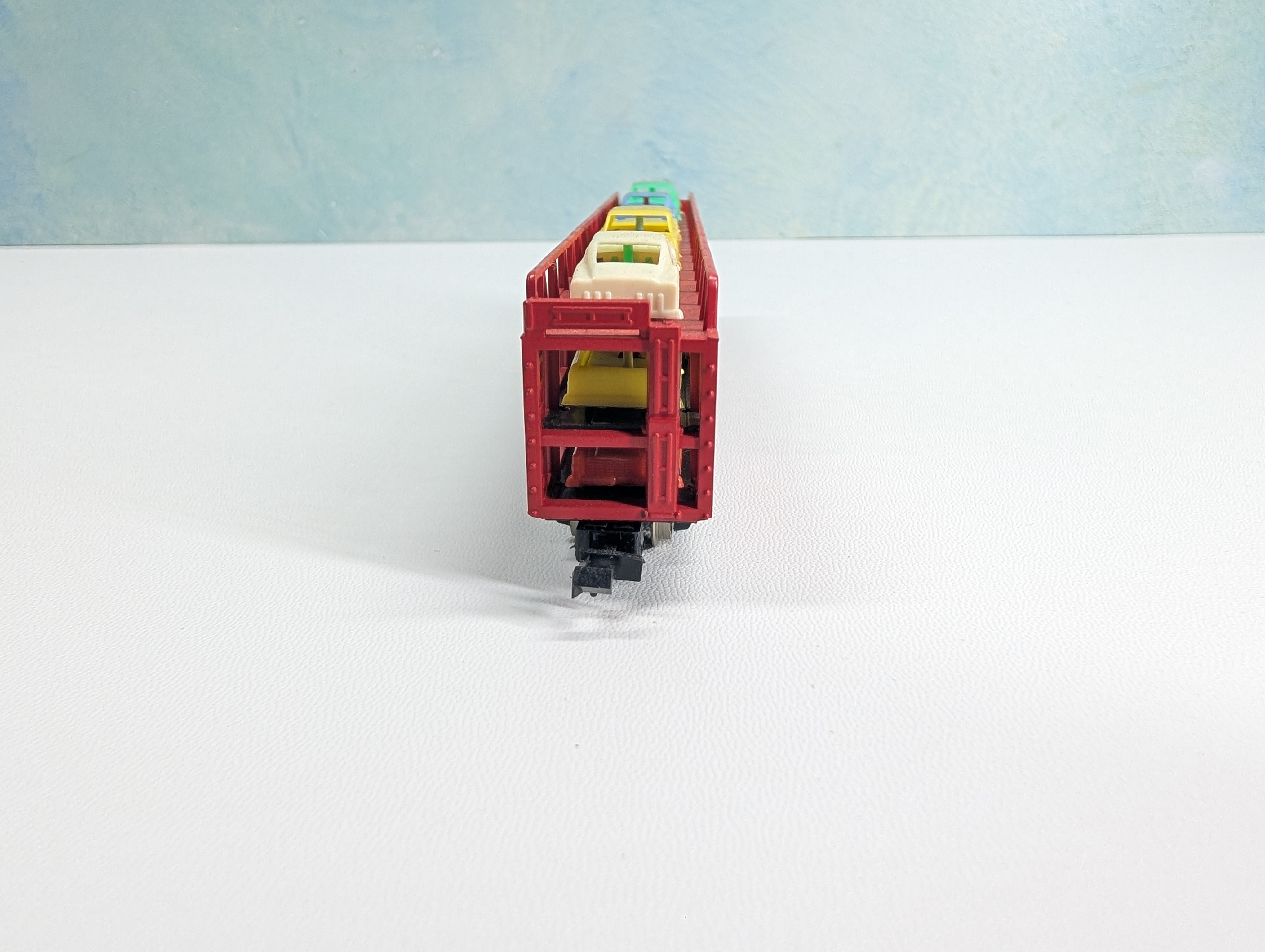 USED TRIX N Scale Auto Transporter w/ Vehicles Great Northern TTX #71014