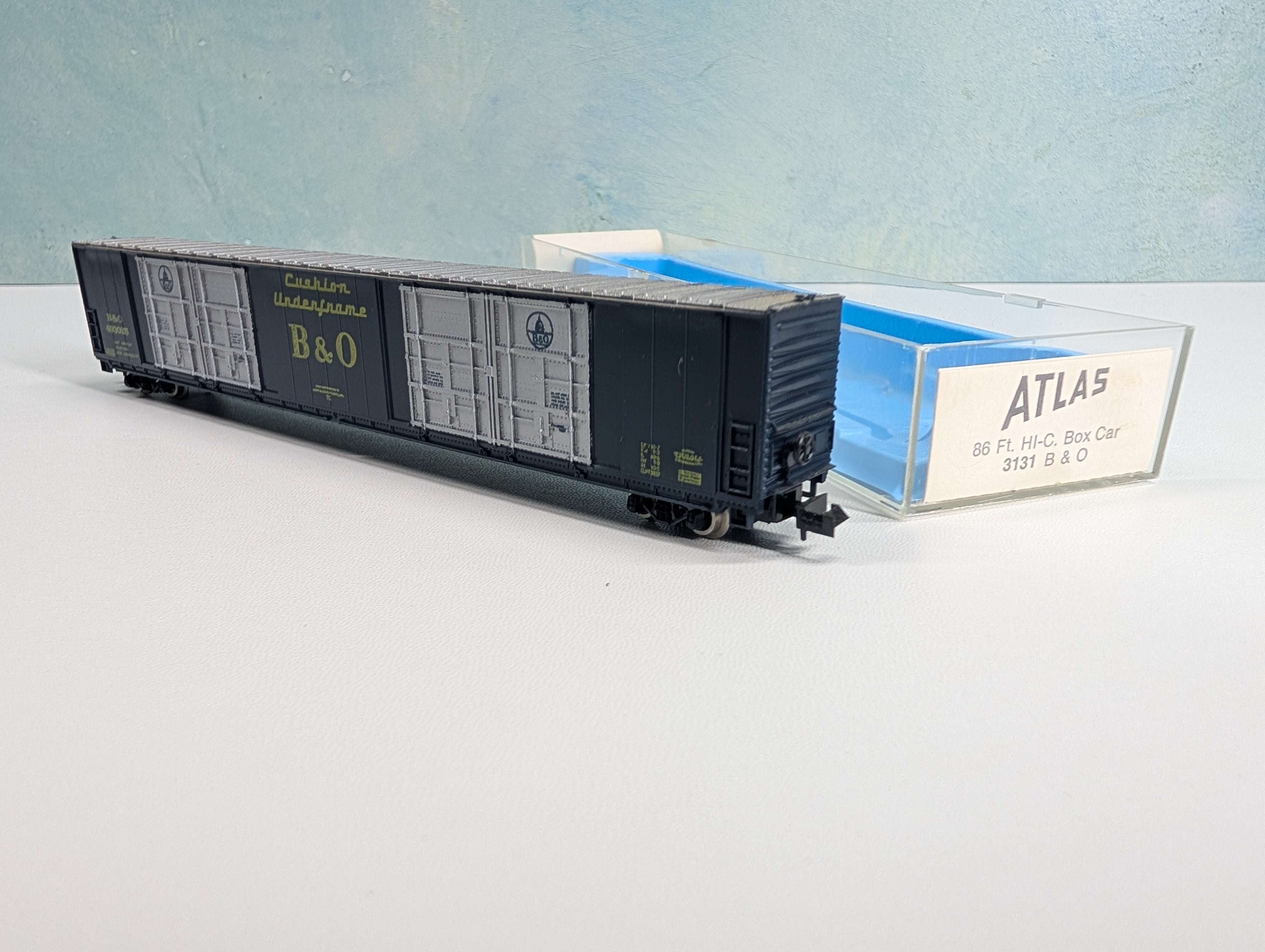 USED Atlas 3131 N Scale 86' HI-Cube Box Car Baltimore and Ohio B&O #493025