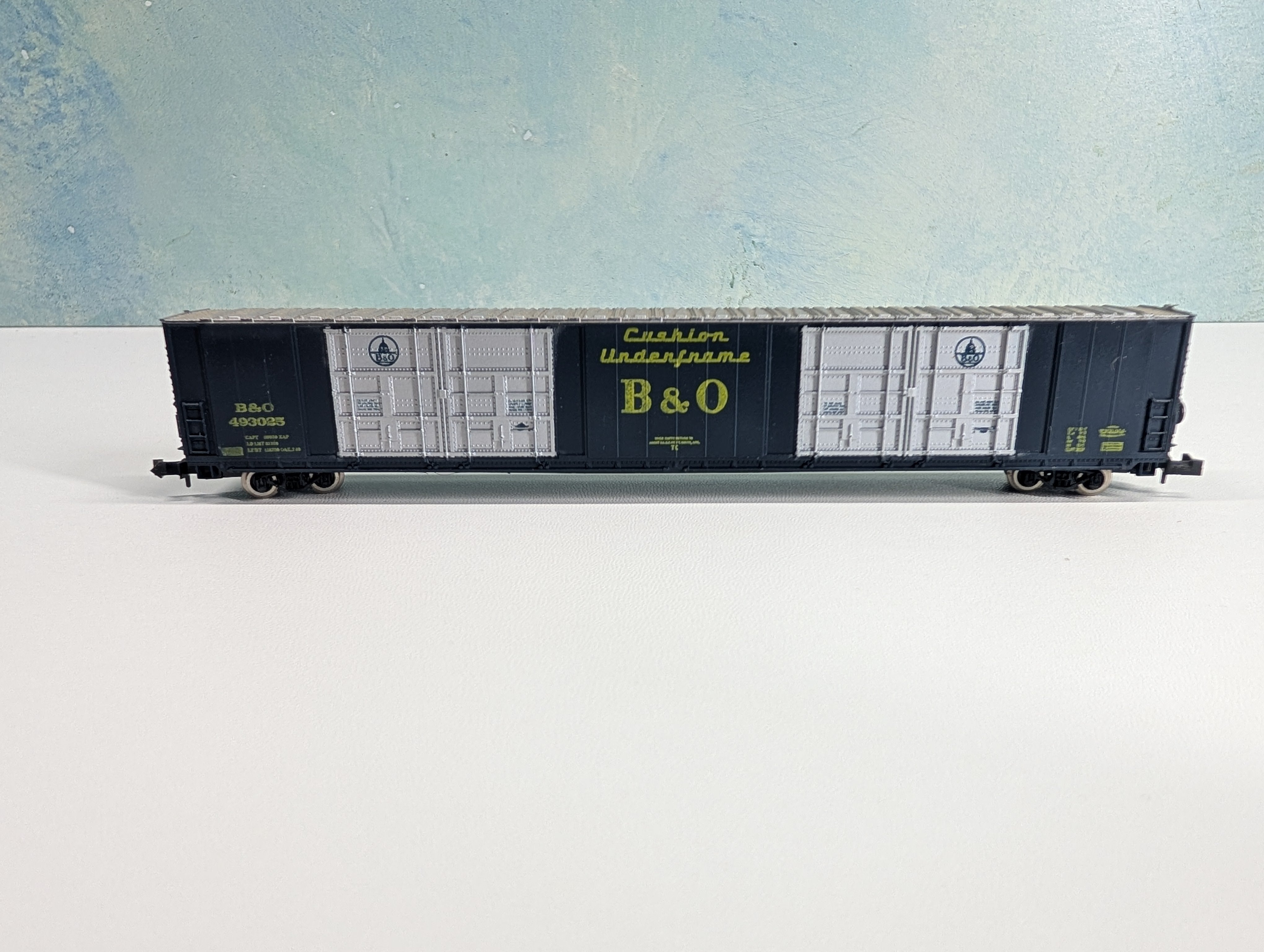 USED Atlas 3131 N Scale 86' HI-Cube Box Car Baltimore and Ohio B&O #493025