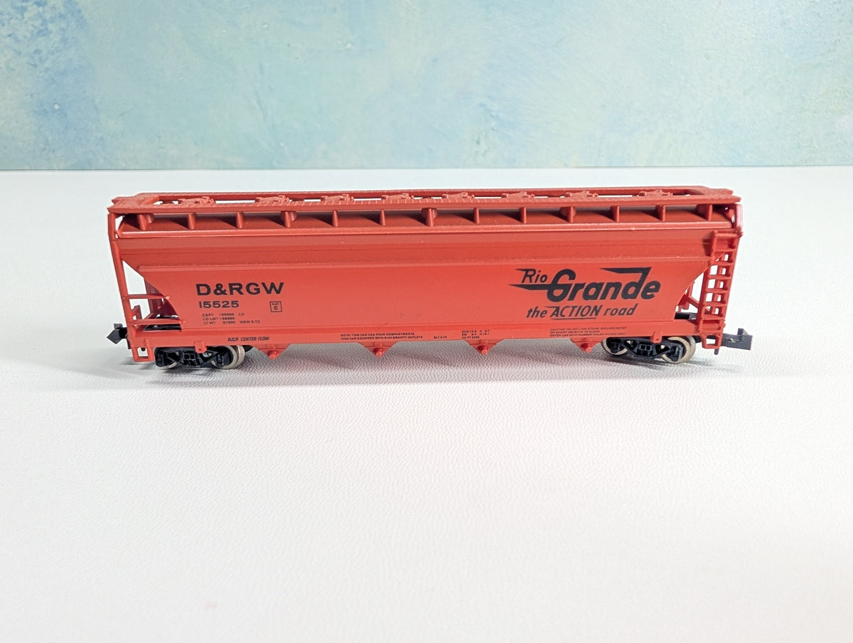 USED Atlas 3704 N Scale ACF Centerflow Hopper Rio Grande D&RGW #15525