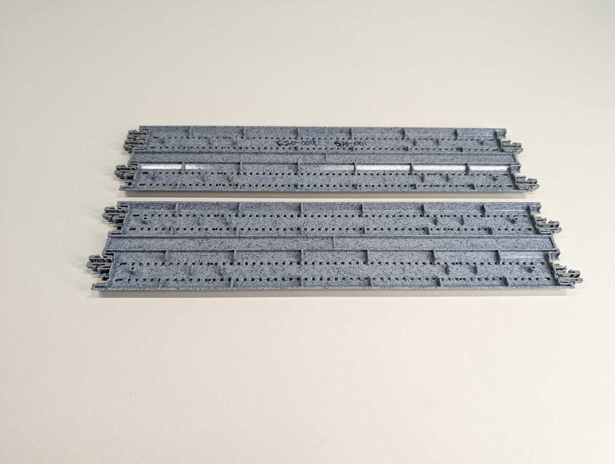 USED KATO 20-004 N Scale Concrete Tie Double Track (248mm, 9 3/4") Straight Unitrack, Code 80 (2 pcs)