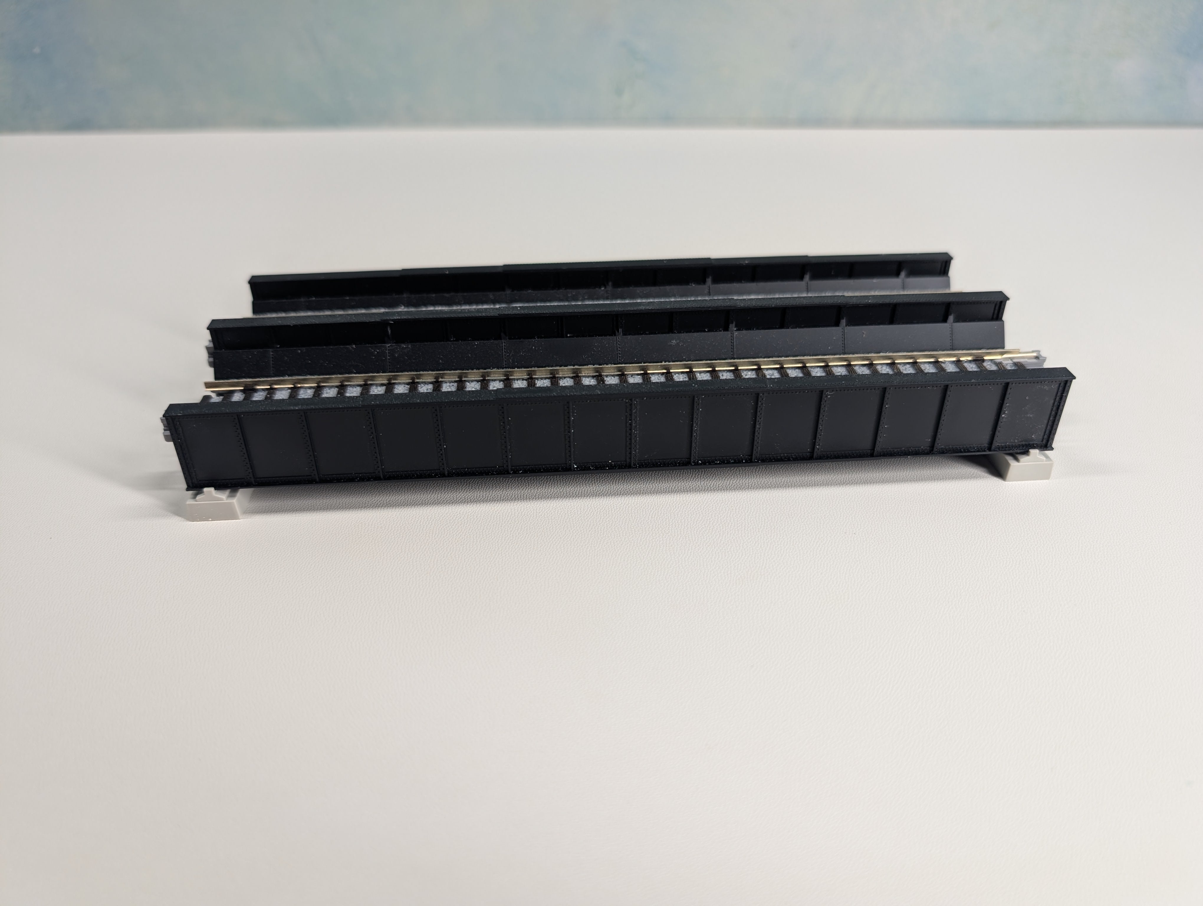 USED KATO 20-458 N Scale Double Track Plate Girder Bridge, Black, (186mm, 7 5/16") Unitrack, Code 80