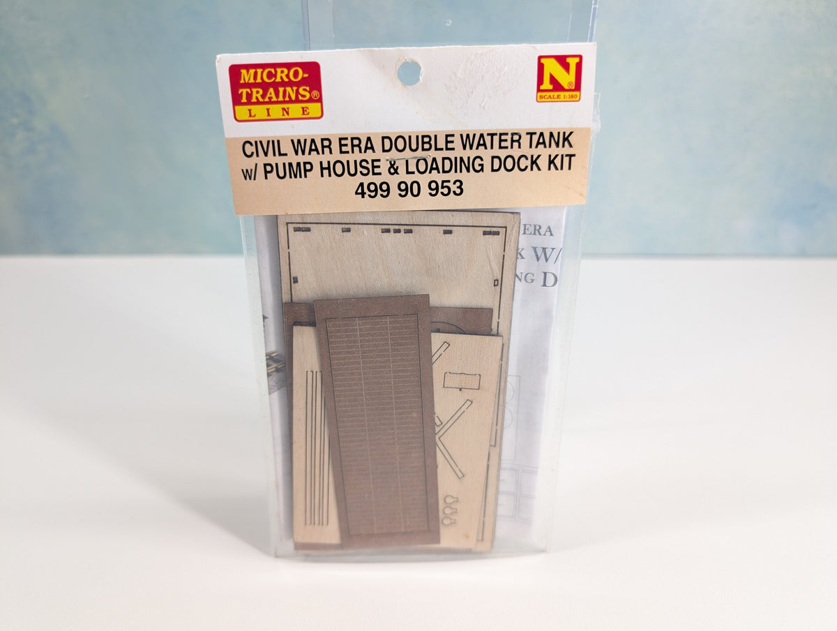 Micro-Trains 499 90 953 N Scale Civil War Era Double Water Tank w/ Pump House & Loading Dock Laser-Cut KIT