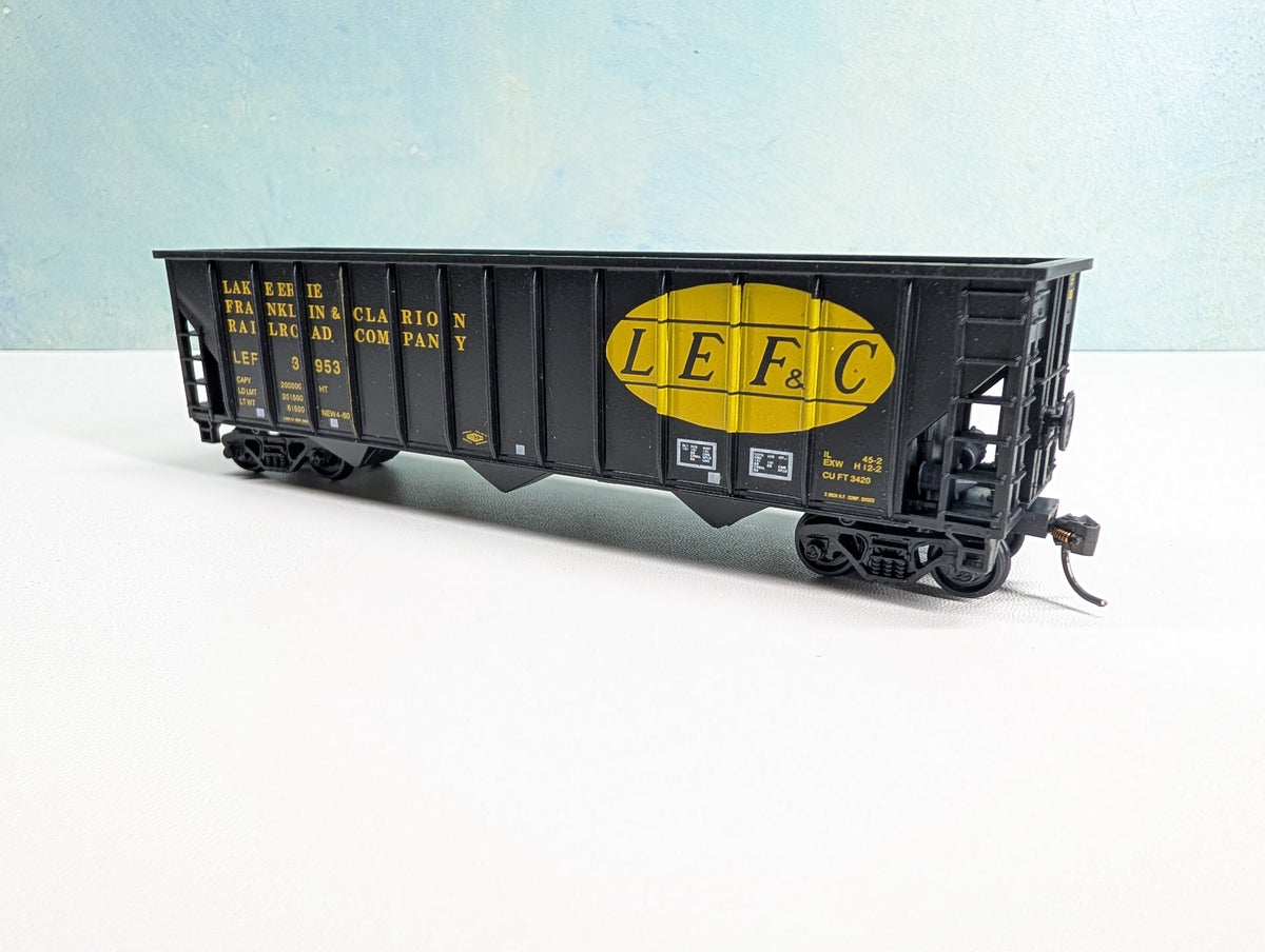 USED MCKEAN HO Scale 100 Ton 12-Panel Coal Hopper Lake Erie Franklin & Clarion LEF&C #3953