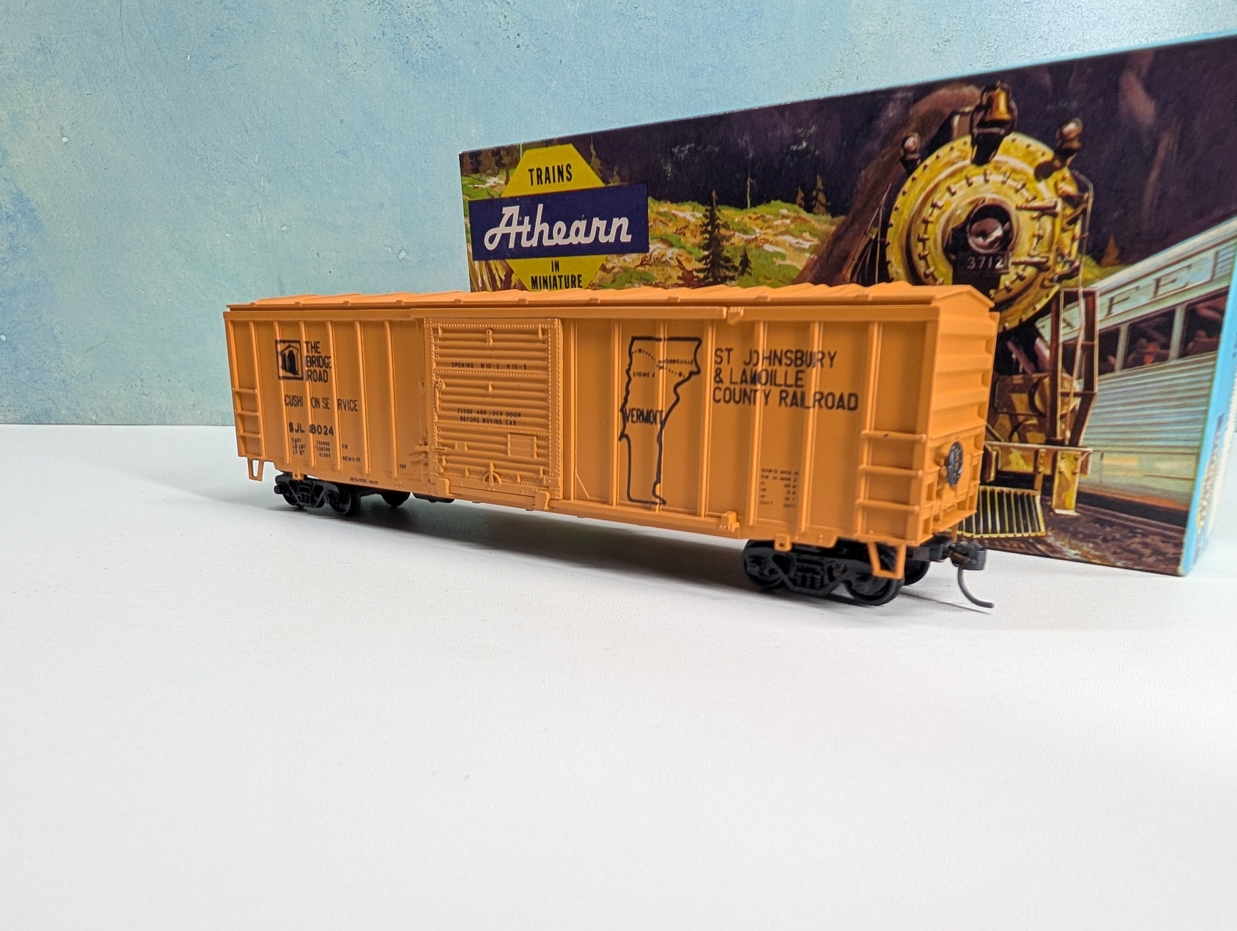 USED Athearn HO Scale 50' ACF Rail Box Type Box Car St Johnsbury SJL #8024 Bev-Bel