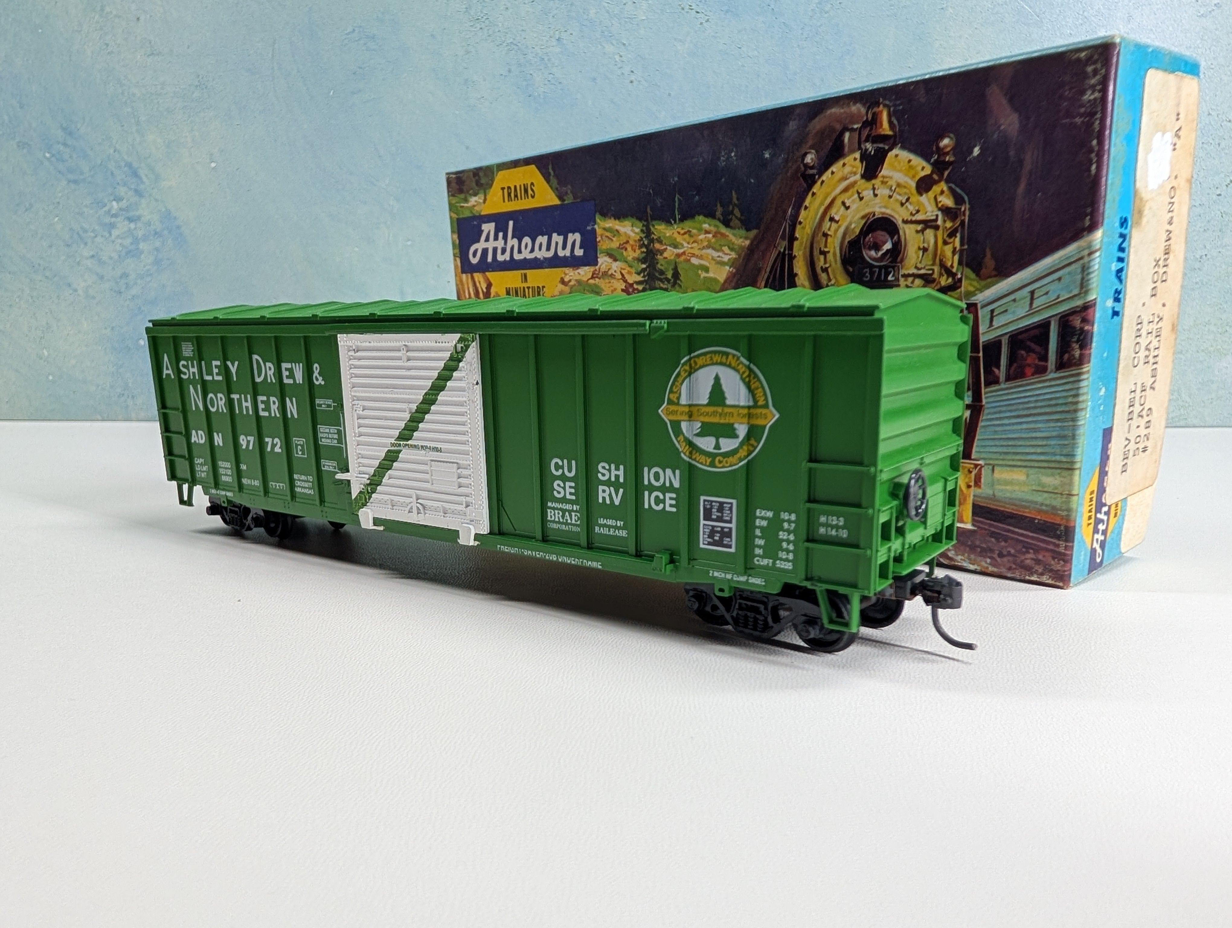 USED Athearn HO Scale 50' ACF Rail Box Type Box Car Ashley Drew & Northern ADN #9772 Bev-Bel