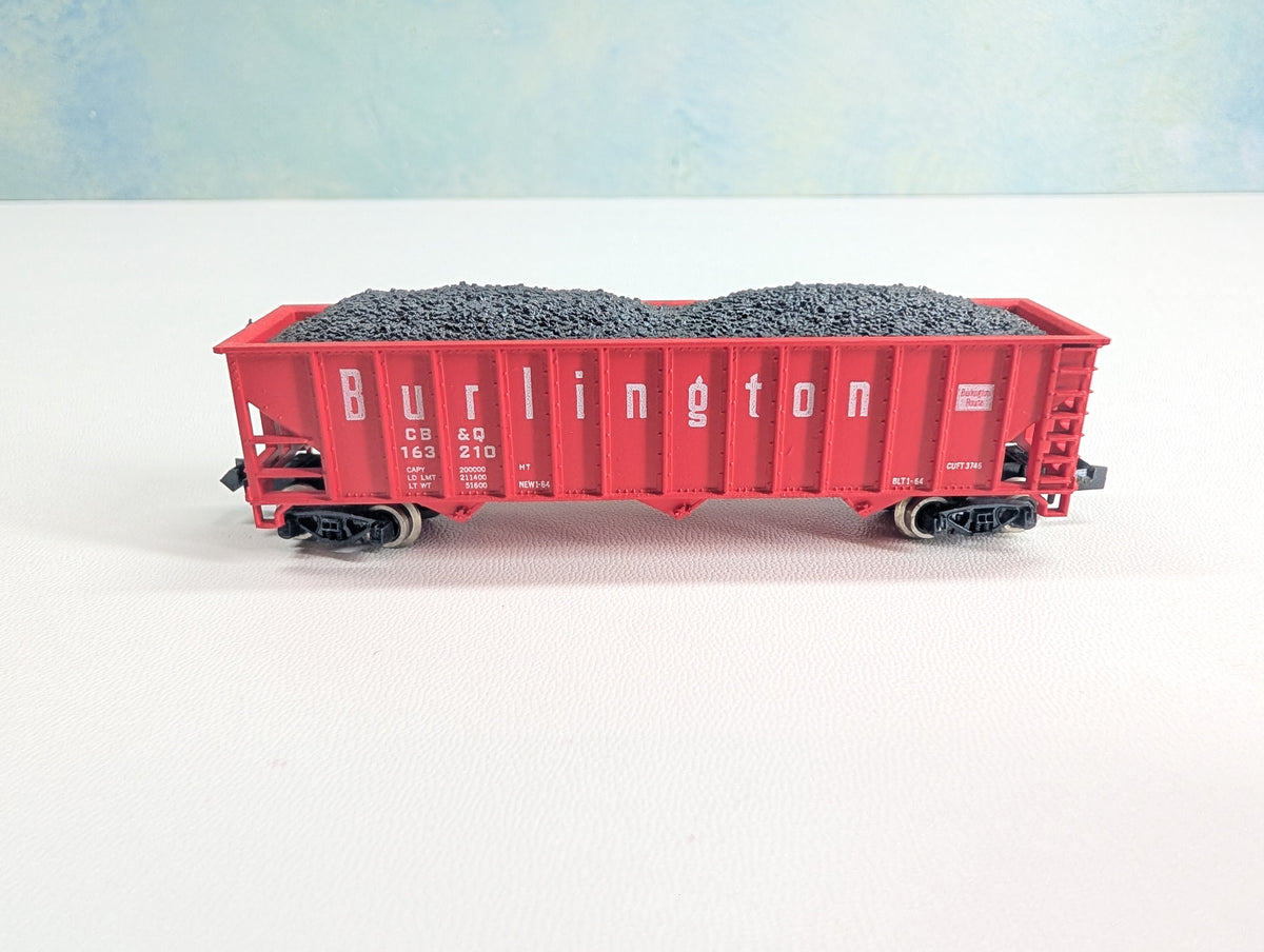 USED Atlas N Scale 3 Bay Coal Hopper Burlington CB&Q #163210
