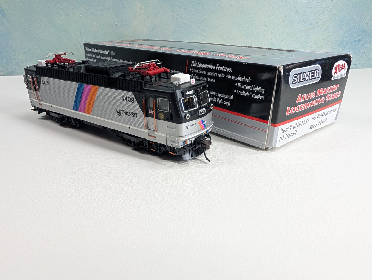 Atlas Master 10001655 HO Scale ALP-44 Electric Locomotive NJ Transit NJT #4409 Runs Great! Silver DCC Ready