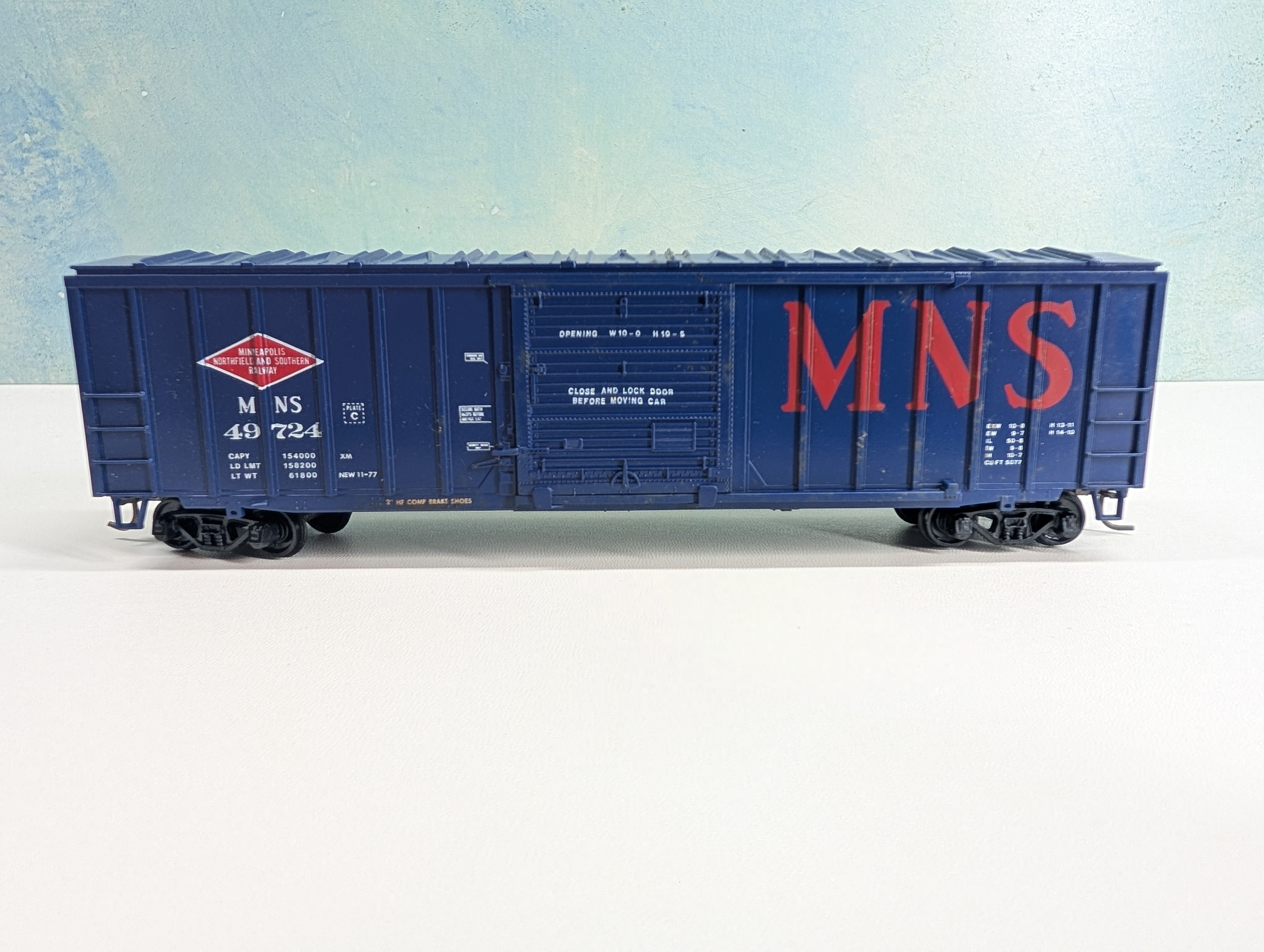 USED Athearn HO Scale 50' ACF Box Car Minneapolis Northfield and Southern MNS #49724 Bev-Bel