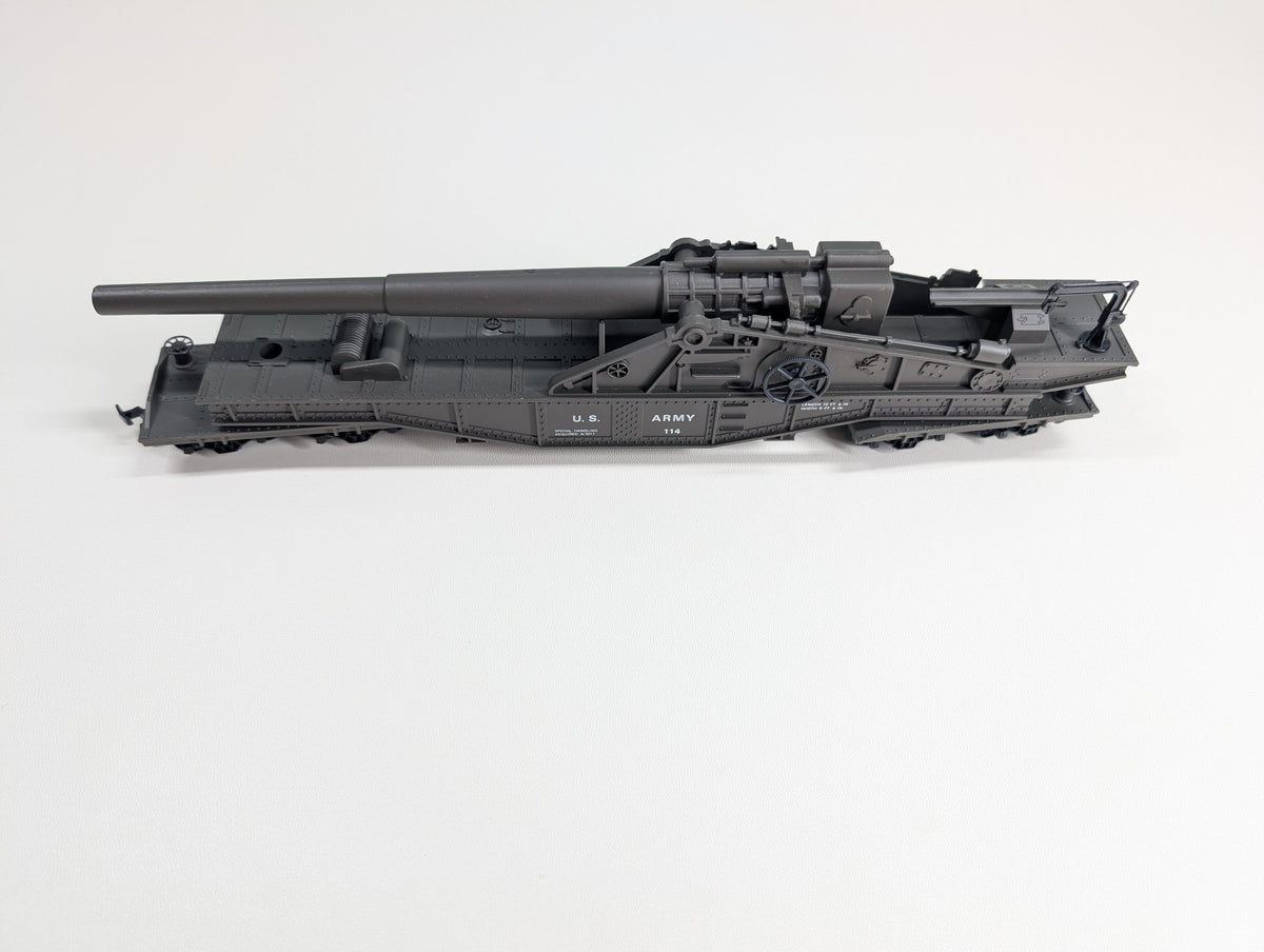 USED AHM 11114 HO Scale Big Thunder Railway Gun Car & Figures US Army 114