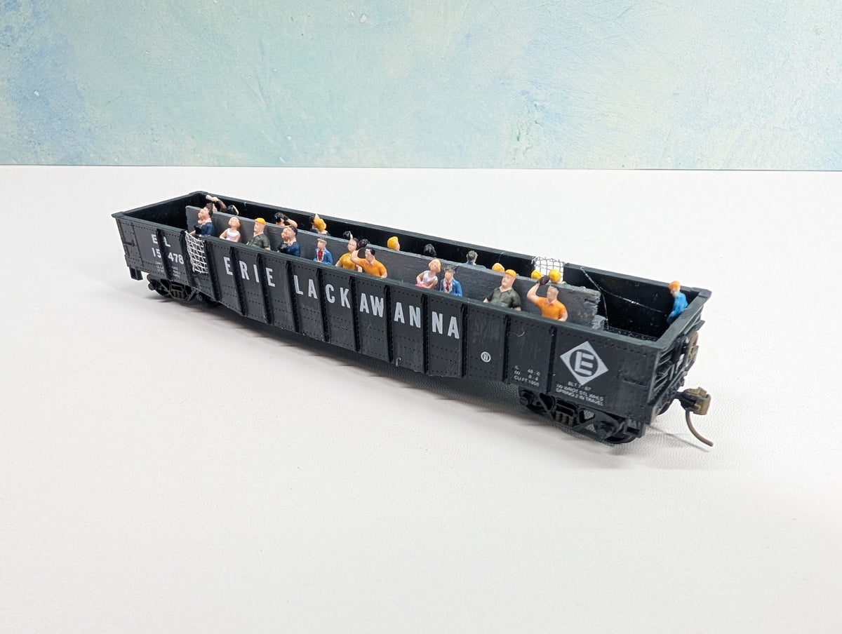USED Athearn HO Scale Custom 50' Excursion Gondola w/ Passengers Erie Lackawanna EL #15478
