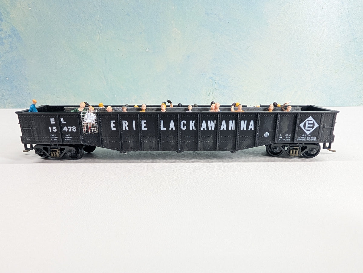 USED Athearn HO Scale Custom 50' Excursion Gondola w/ Passengers Erie Lackawanna EL #15478