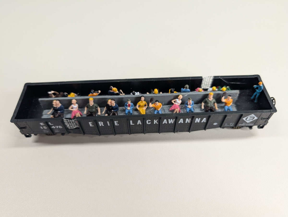 USED Athearn HO Scale Custom 50' Excursion Gondola w/ Passengers Erie Lackawanna EL #15478