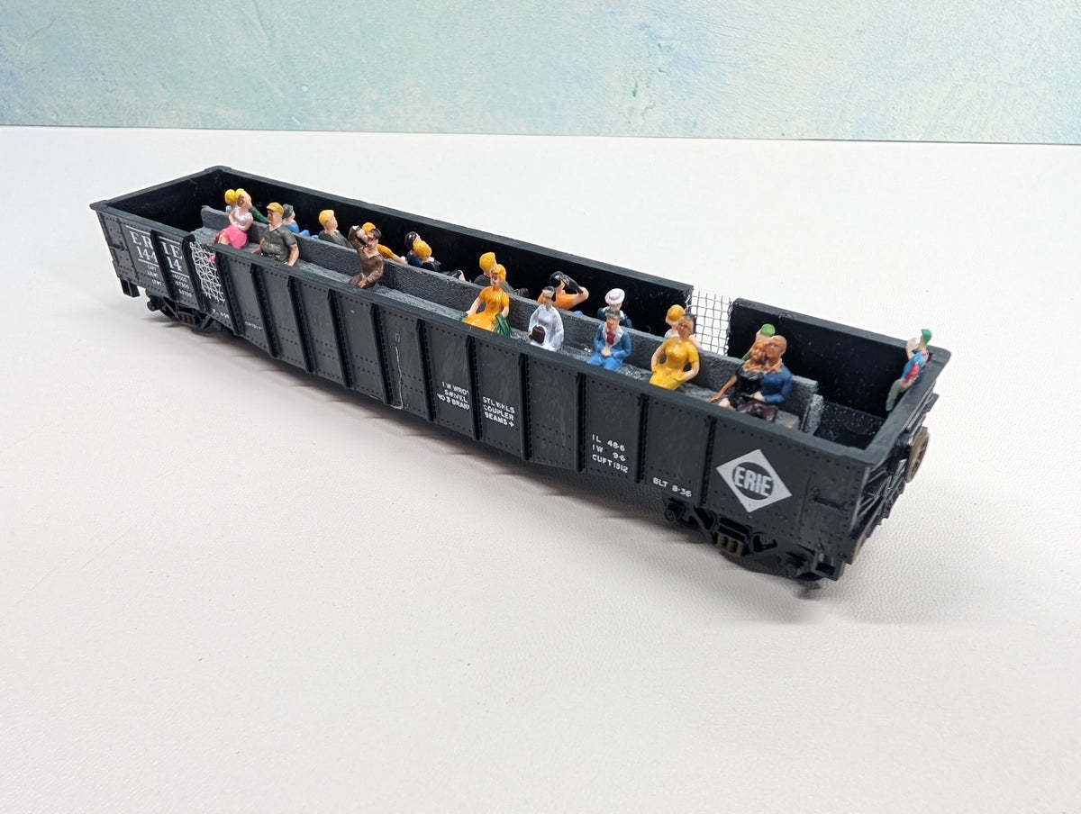 USED Athearn HO Scale Custom 50' Excursion Gondola w/ Passengers Erie #14414