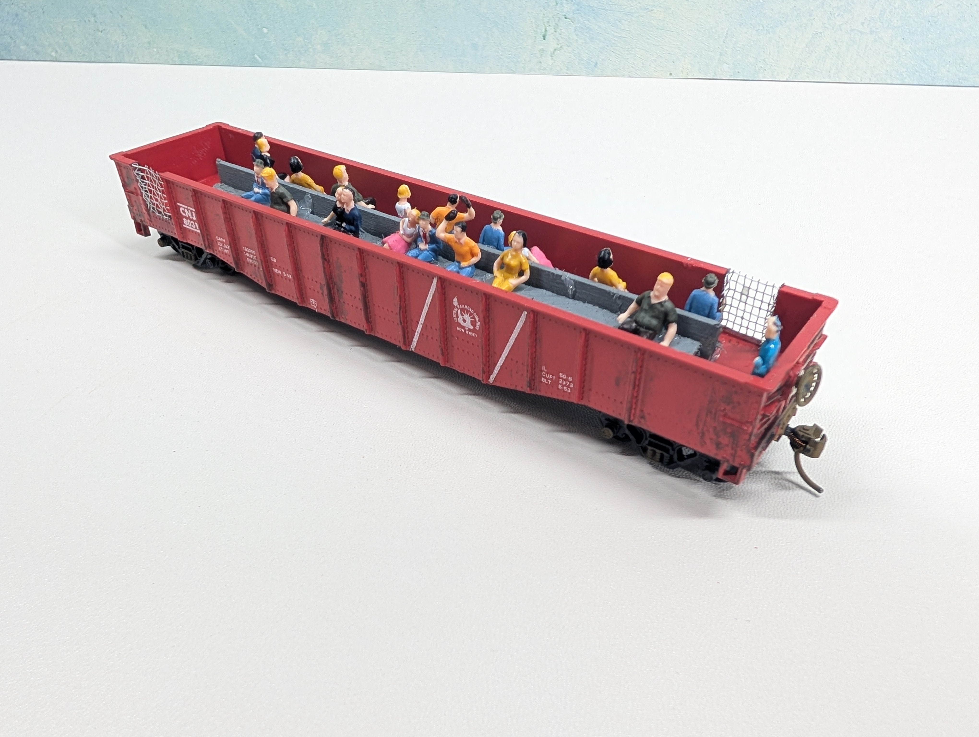 USED Athearn HO Scale Custom 50' Excursion Gondola w/ Passengers CNJ #8031