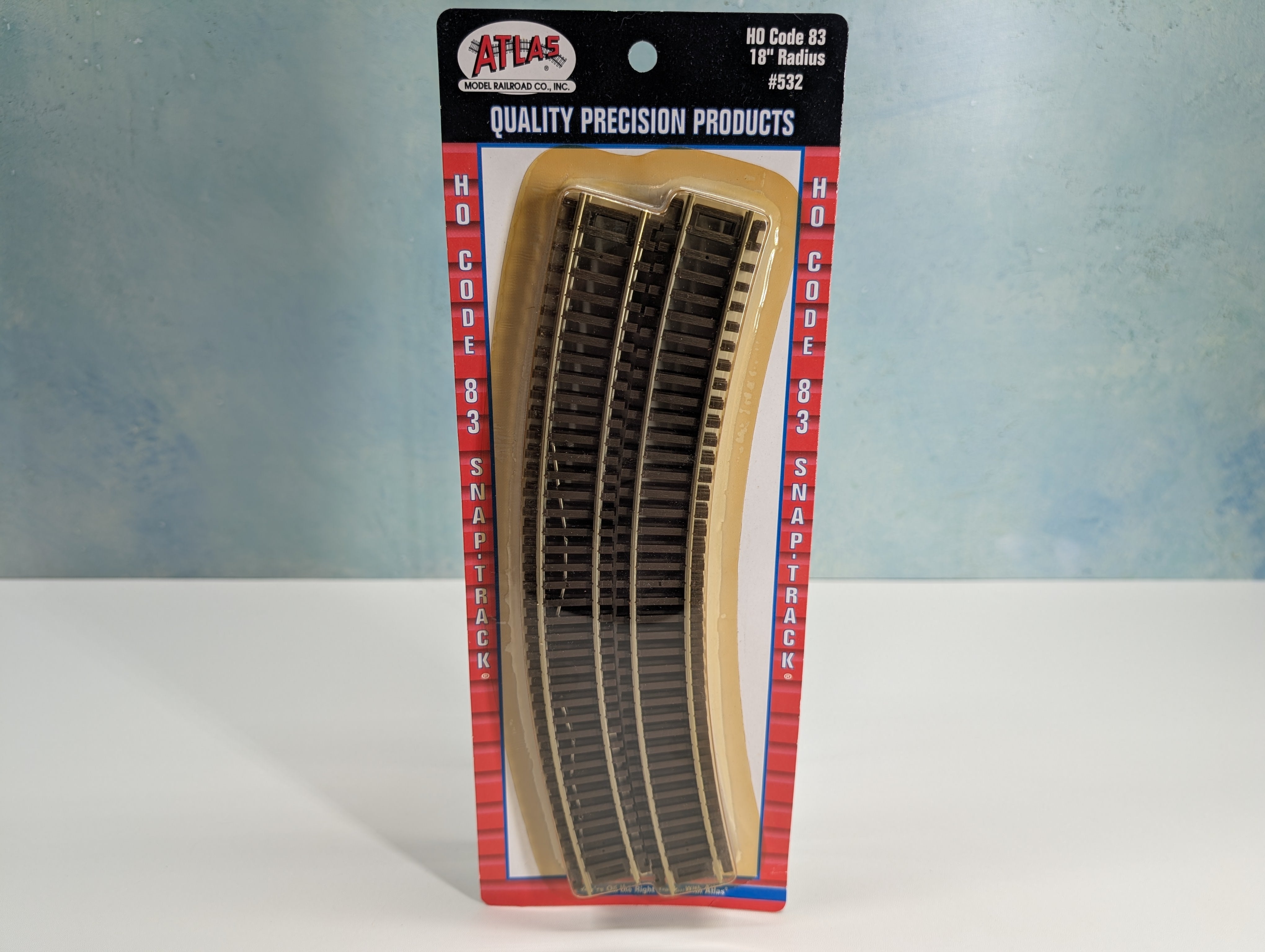 Atlas 532 HO Scale 18" Curved Radius Nickel Silver Code 83 Track (6 pcs)
