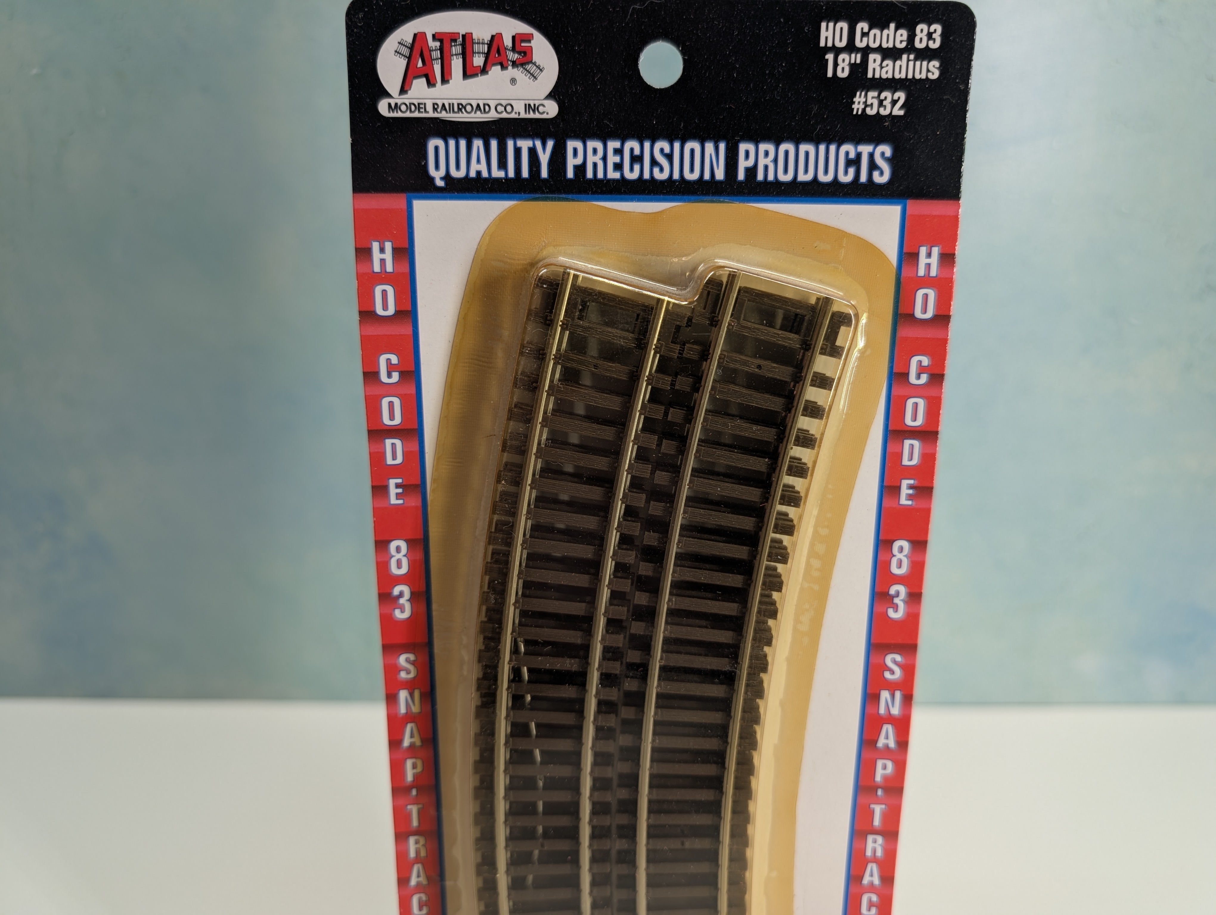 Atlas 532 HO Scale 18" Curved Radius Nickel Silver Code 83 Track (6 pcs)