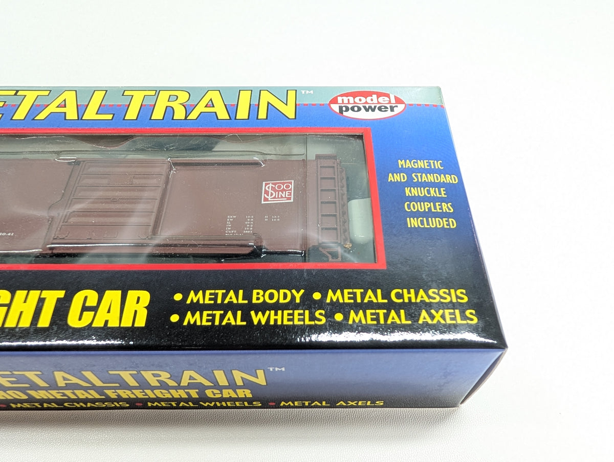 Model Power 2713 HO Scale 40' Metal Box Car, Metal Train SOO Line #44475 Metal Wheels