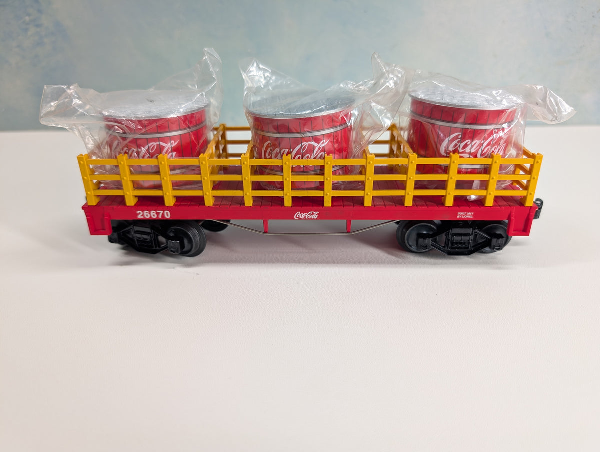 USED Lionel O Flat Car w/ Barrel Loads Coca-Cola 26670