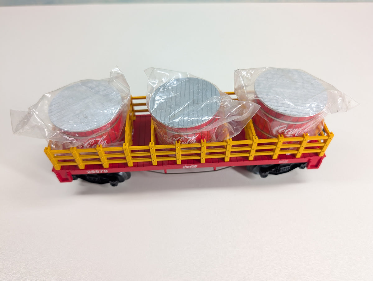 USED Lionel O Flat Car w/ Barrel Loads Coca-Cola 26670