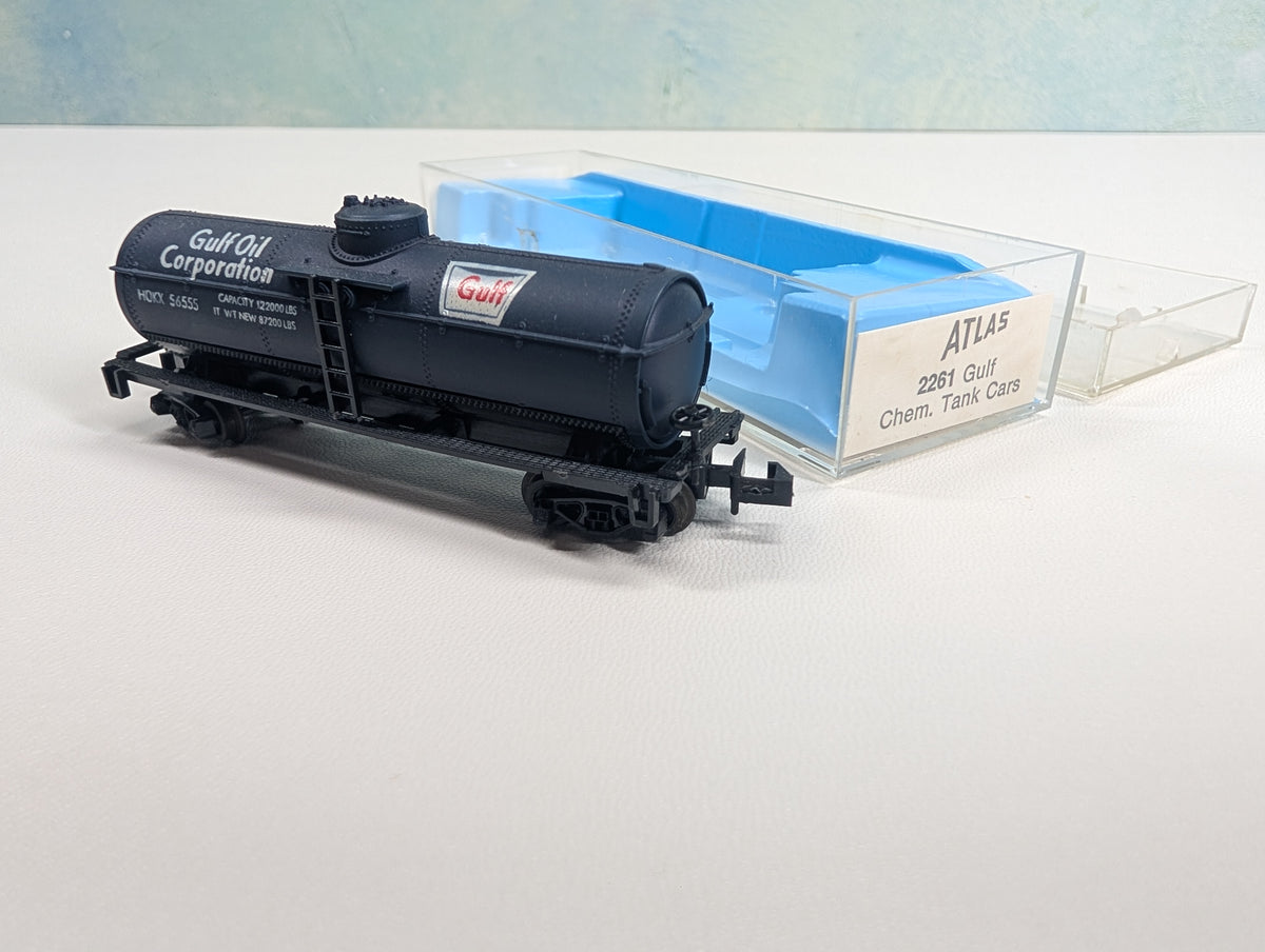 USED Atlas 2261 N Scale Tank Car Gulf HOKX #56555
