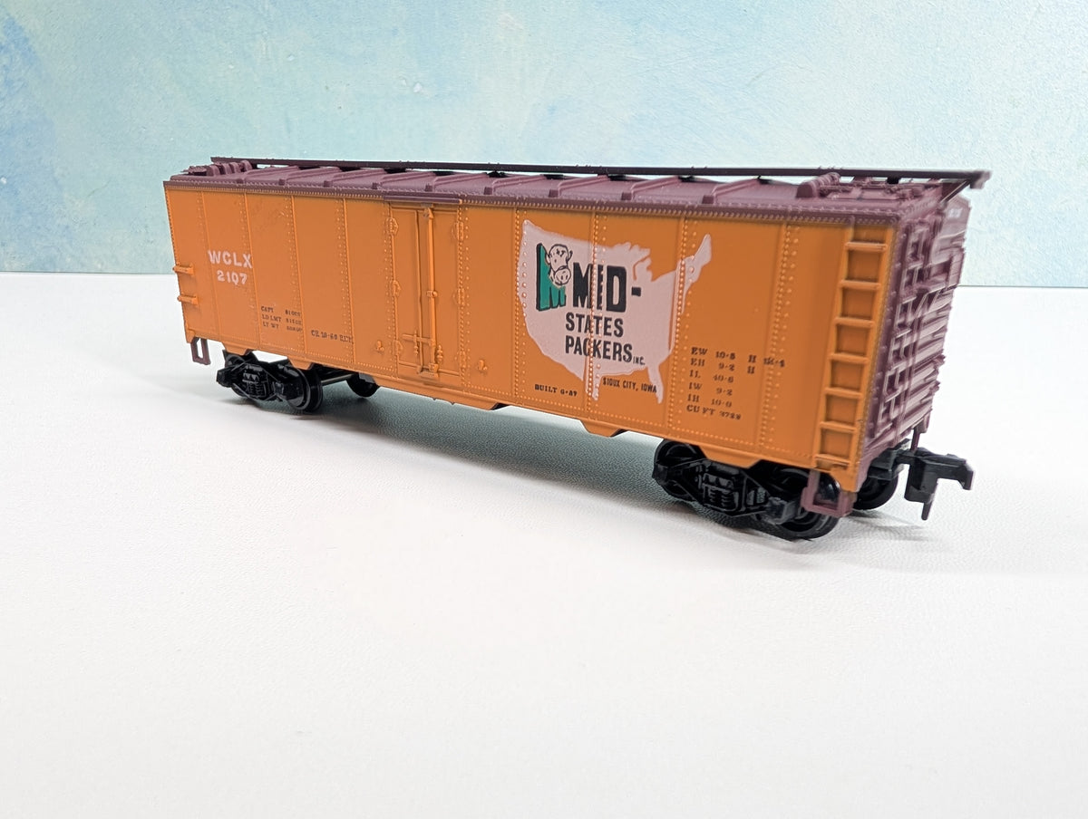 USED TRAIN MINIATURE HO Scale 40' Steel Reefer Box Car Mid-States Packers WCLX #2107