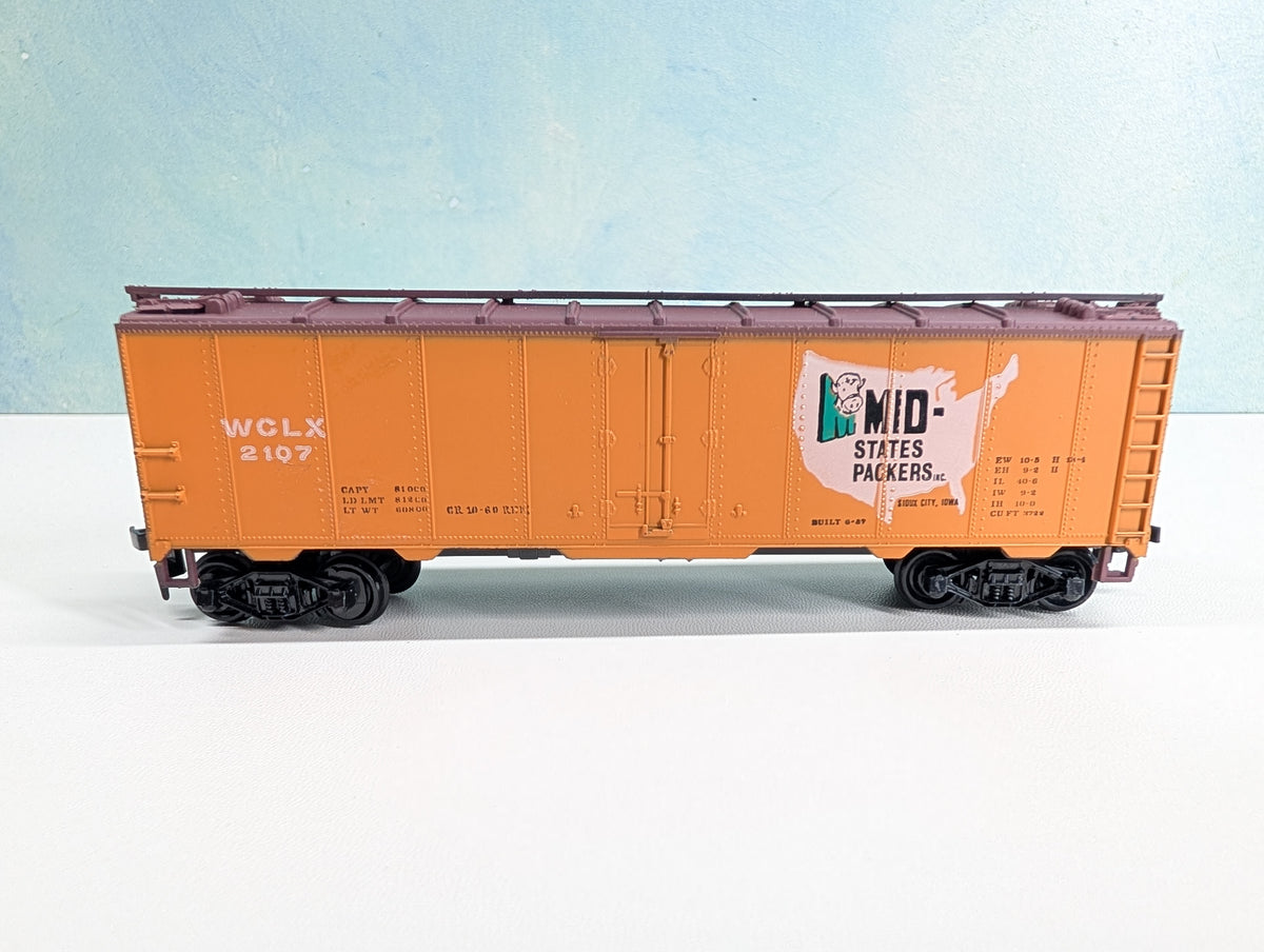 USED TRAIN MINIATURE HO Scale 40' Steel Reefer Box Car Mid-States Packers WCLX #2107