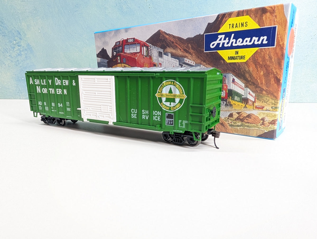 Athearn HO Scale 50' SD Railbox Box Car Ashley, Drew and Northern ADN #8194 Metal Wheels