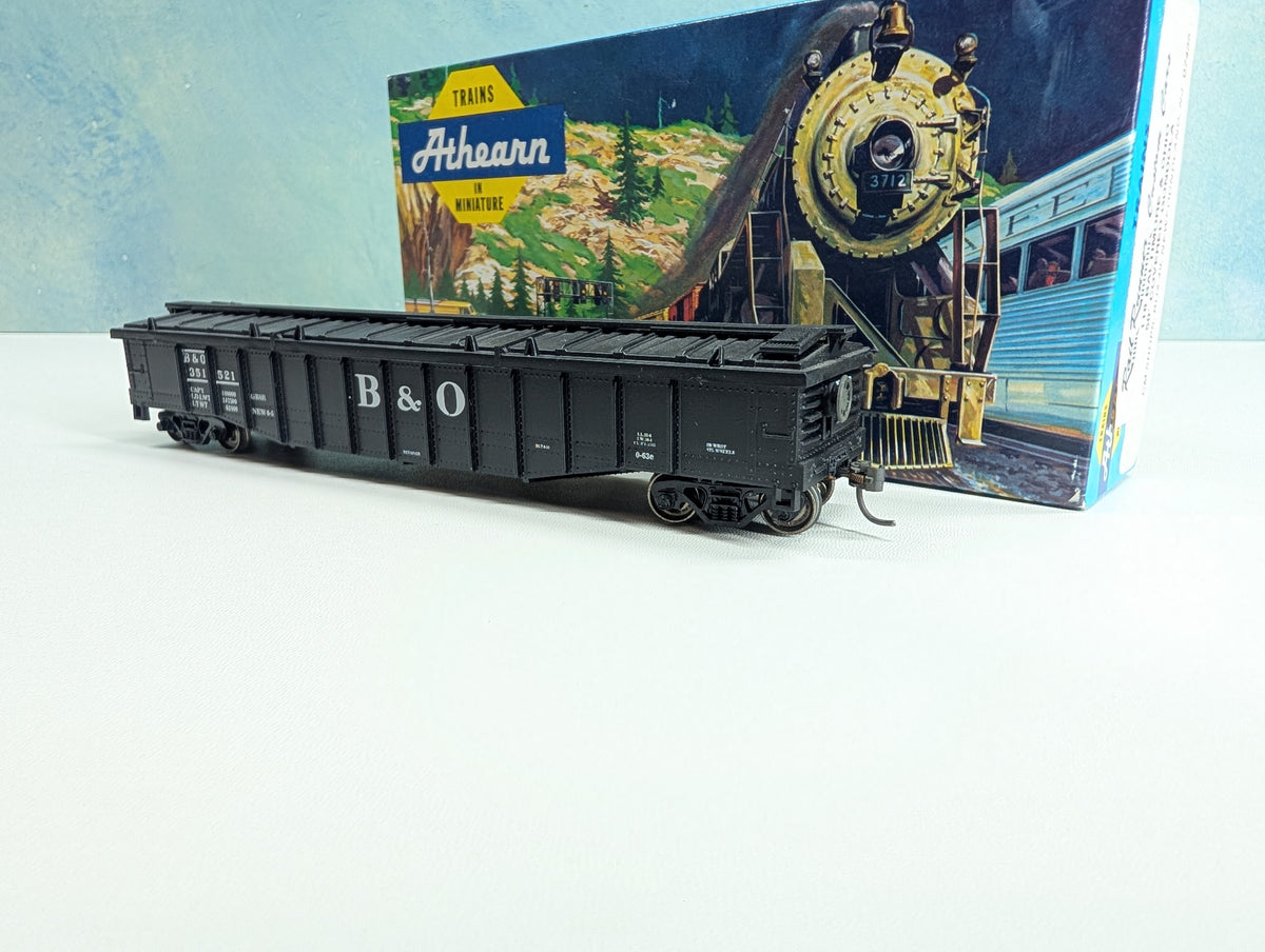 Athearn HO Scale 50' Covered Gondola Baltimore and Ohio B&O #351521 Metal Wheels, RailRunner Custom