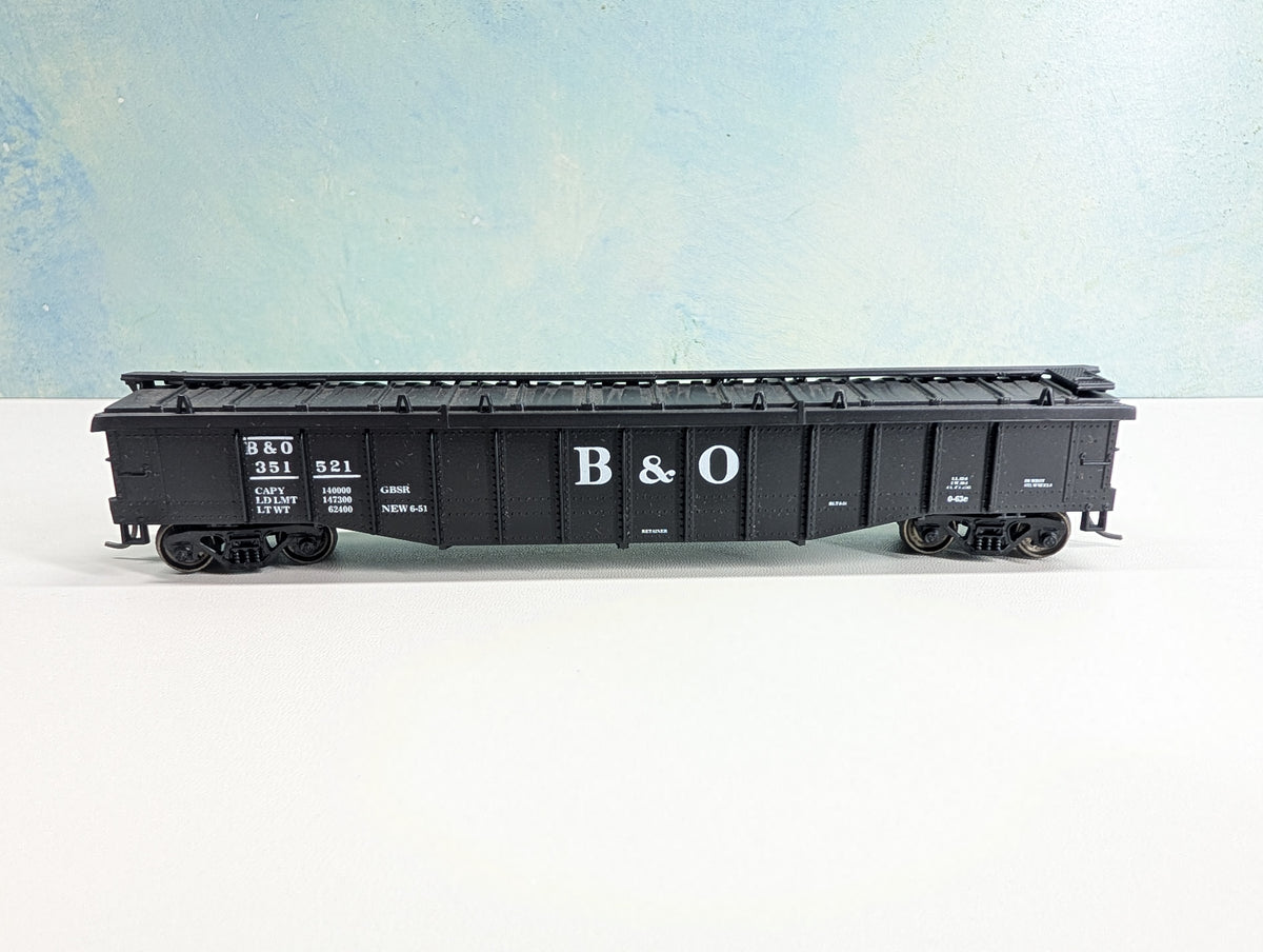 Athearn HO Scale 50' Covered Gondola Baltimore and Ohio B&O #351521 Metal Wheels, RailRunner Custom