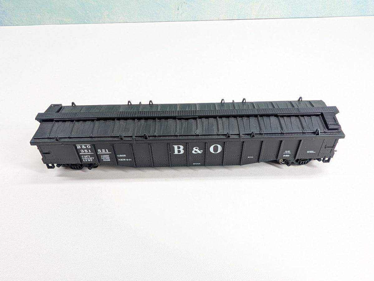 Athearn HO Scale 50' Covered Gondola Baltimore and Ohio B&O #351521 Metal Wheels, RailRunner Custom