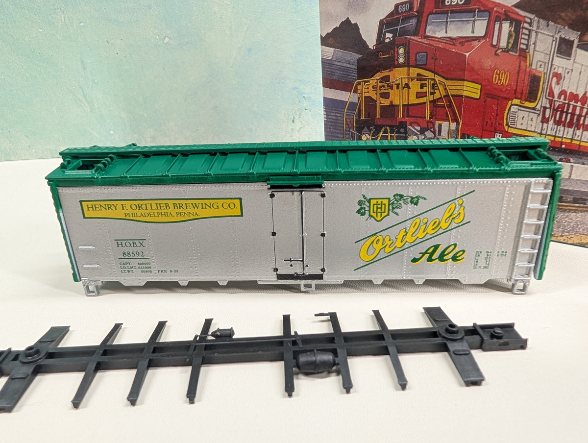Athearn HO Scale 40' Steel Beer Reefer Ortlieb's Ale HOBX #88592 Greenway Products Custom KIT