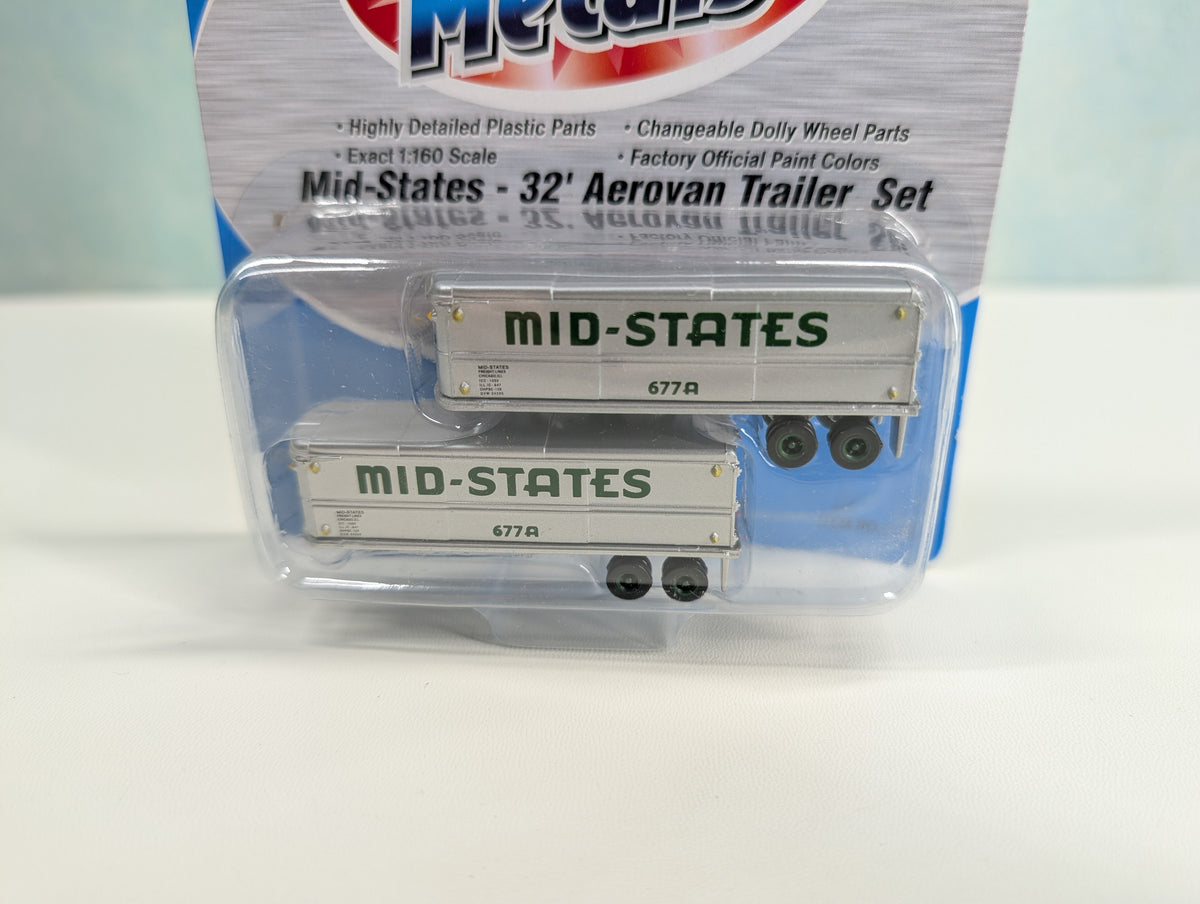 USED Classic Metal Works 51105 N Scale 32' AeroVan Trailer Set Midstates