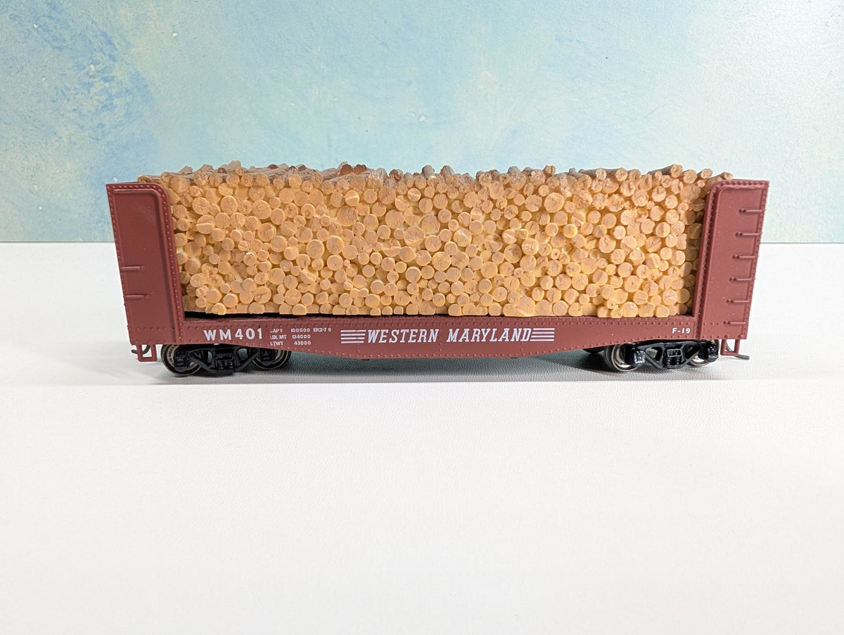 USED Athearn HO Scale Bulkhead Flat Car w/ Load Western Maryland WM #401 Metal Wheels