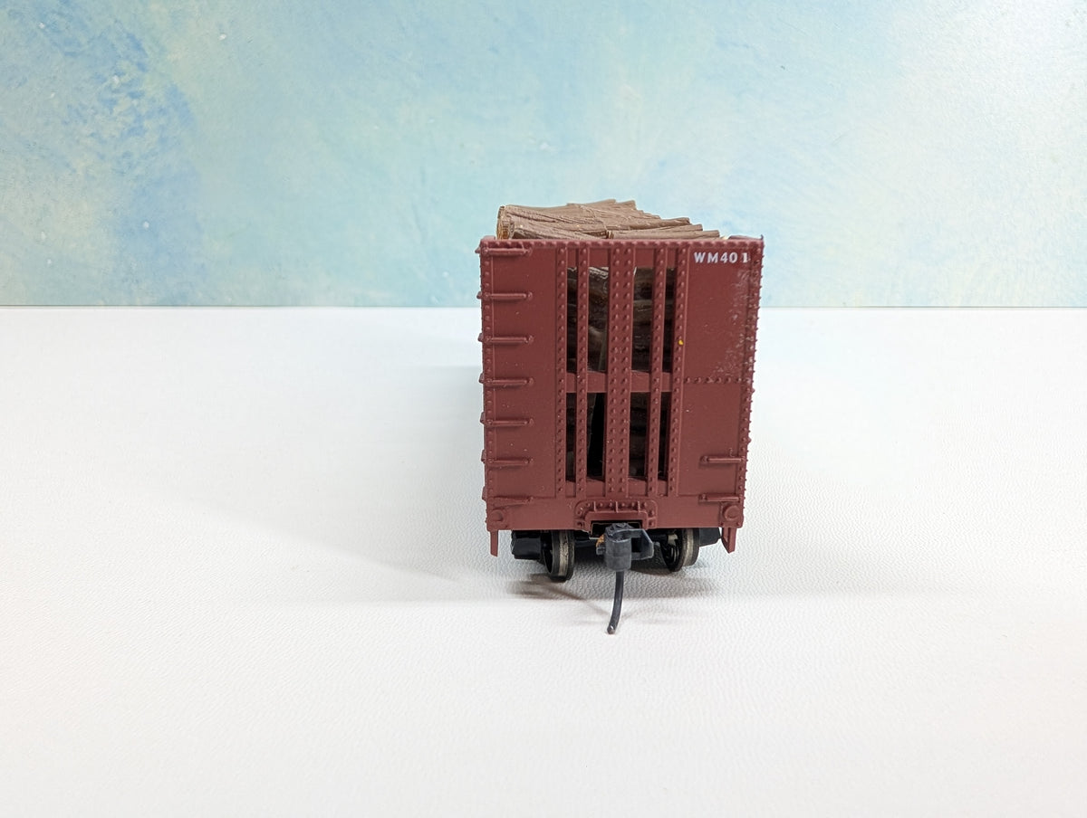 USED Athearn HO Scale Bulkhead Flat Car w/ Load Western Maryland WM #401 Metal Wheels