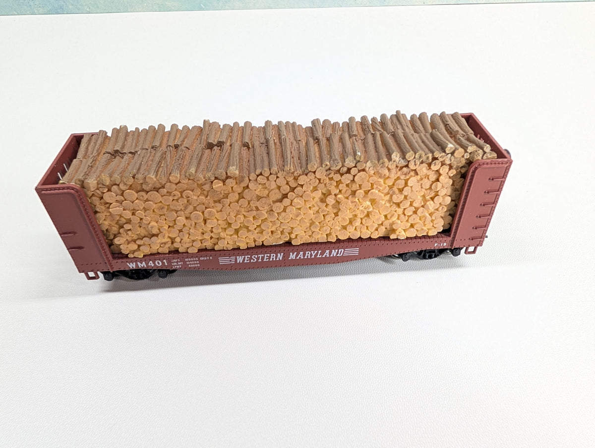 USED Athearn HO Scale Bulkhead Flat Car w/ Load Western Maryland WM #401 Metal Wheels