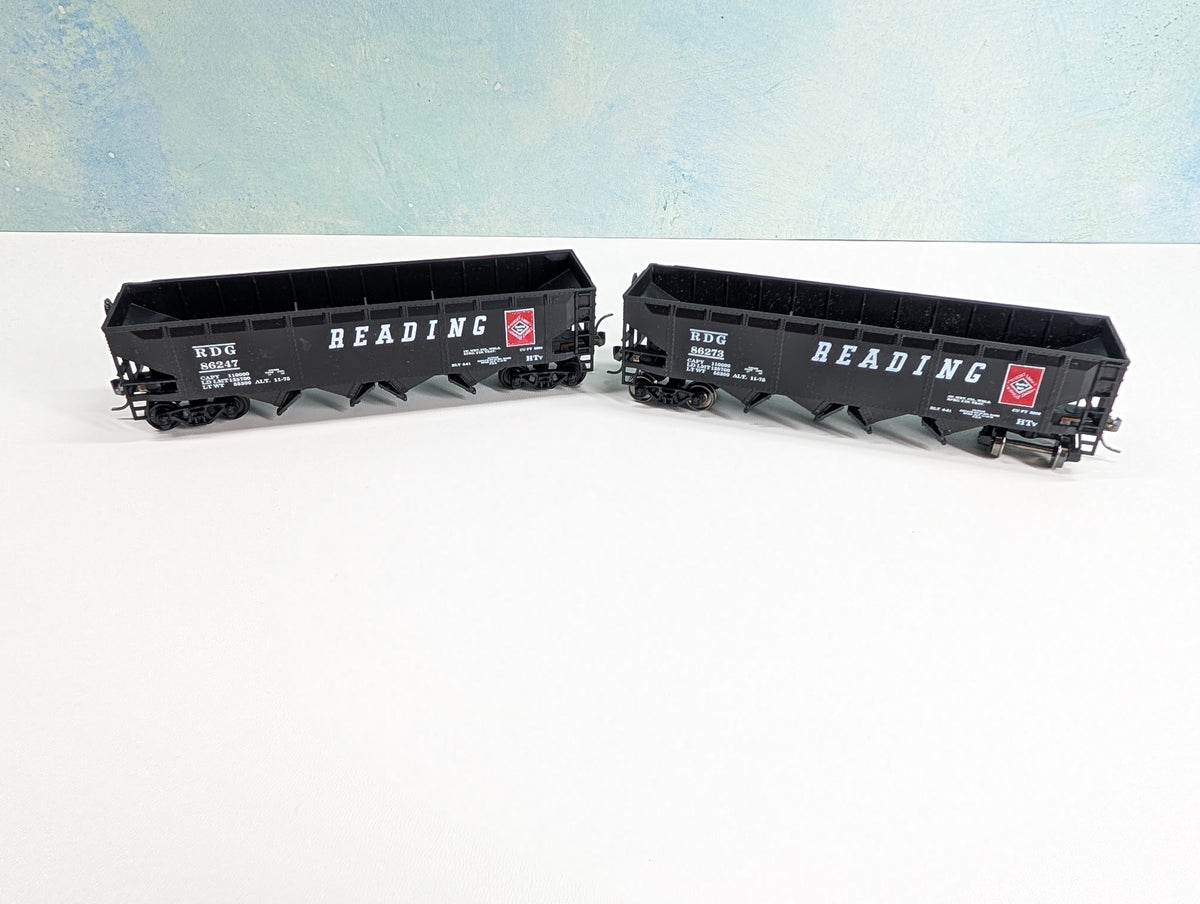USED Athearn HO Scale Quad Hoppers Reading RDG #86273, 86247 Bev-Bel (2 pcs)