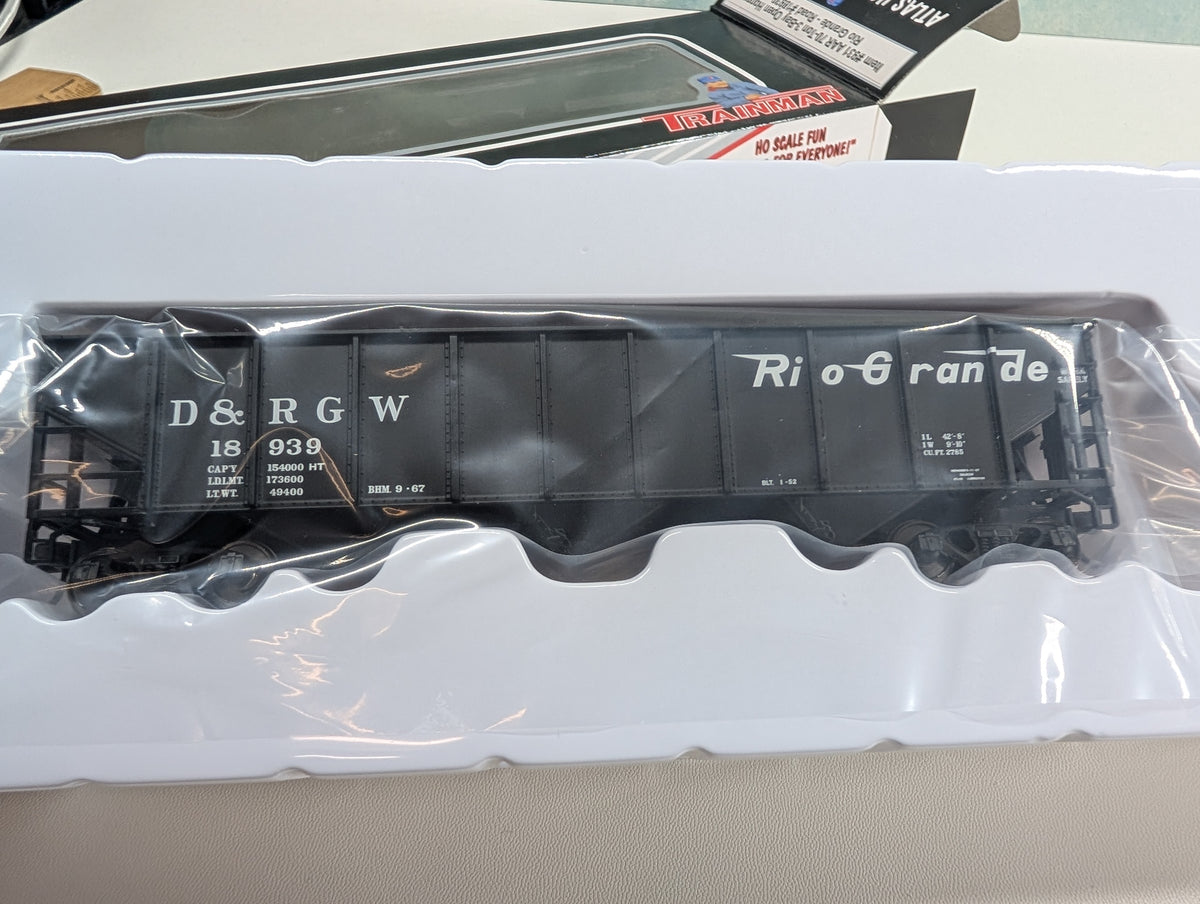 Atlas Trainman 931 HO Scale 3 Bay Open Hopper Rio Grande D&RGW #18939 Metal Wheels