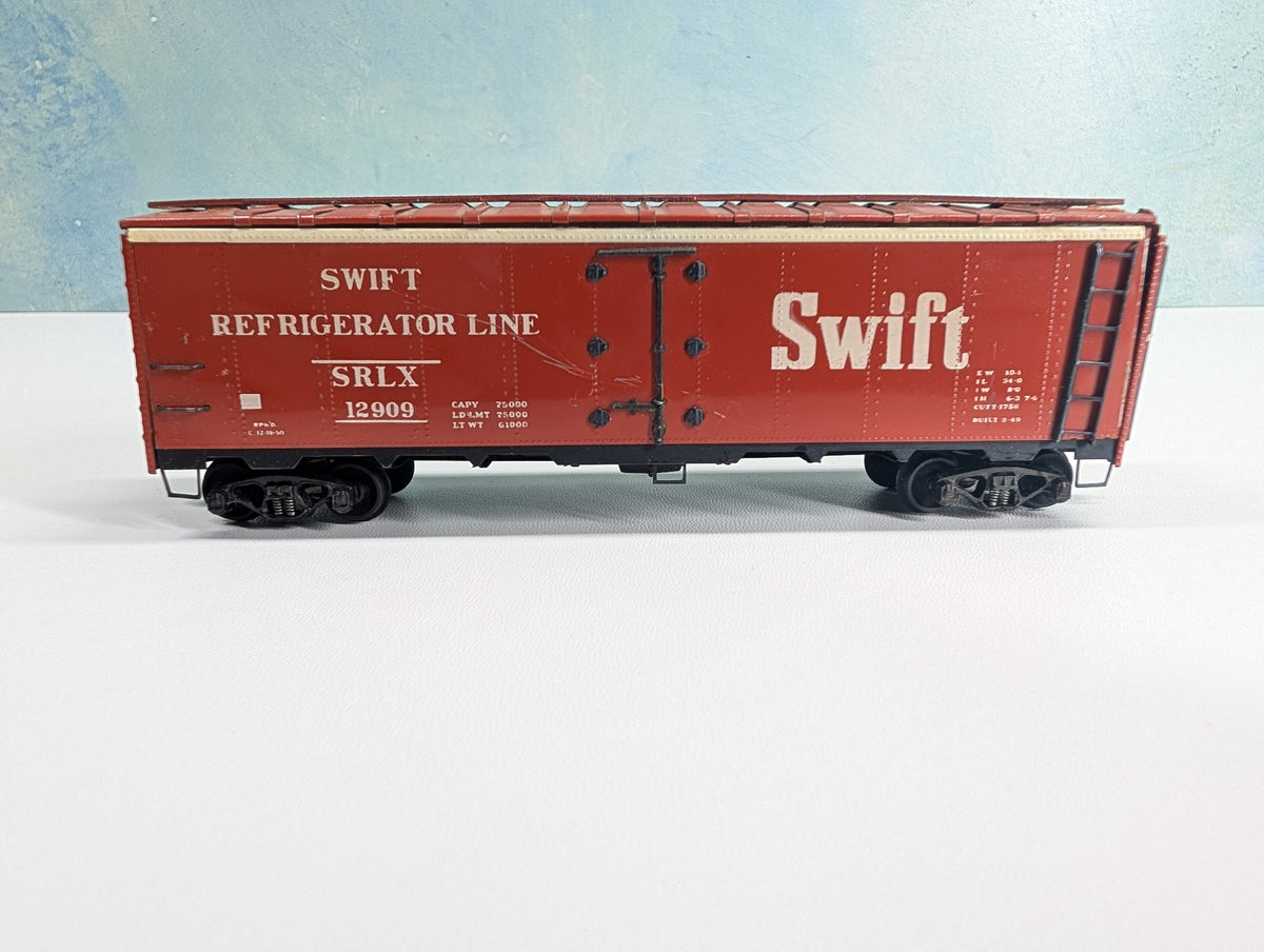 USED Athearn A 409 HO Scale 40' Box Car, Metal Swift Refrigerator Line SRLX #12909