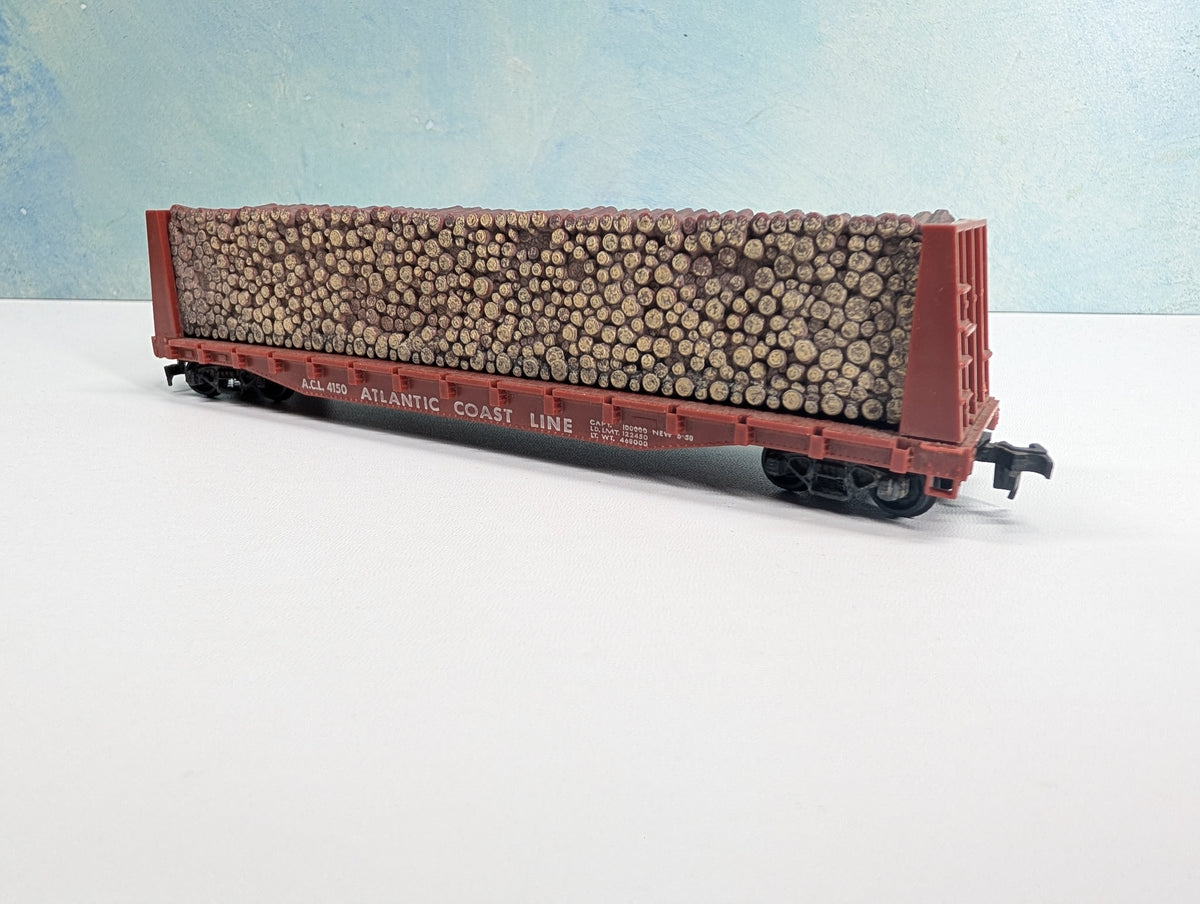 USED Revell HO Scale Bulkhead Flat Car w/ Load Atlantic Coast Line ACL #4150