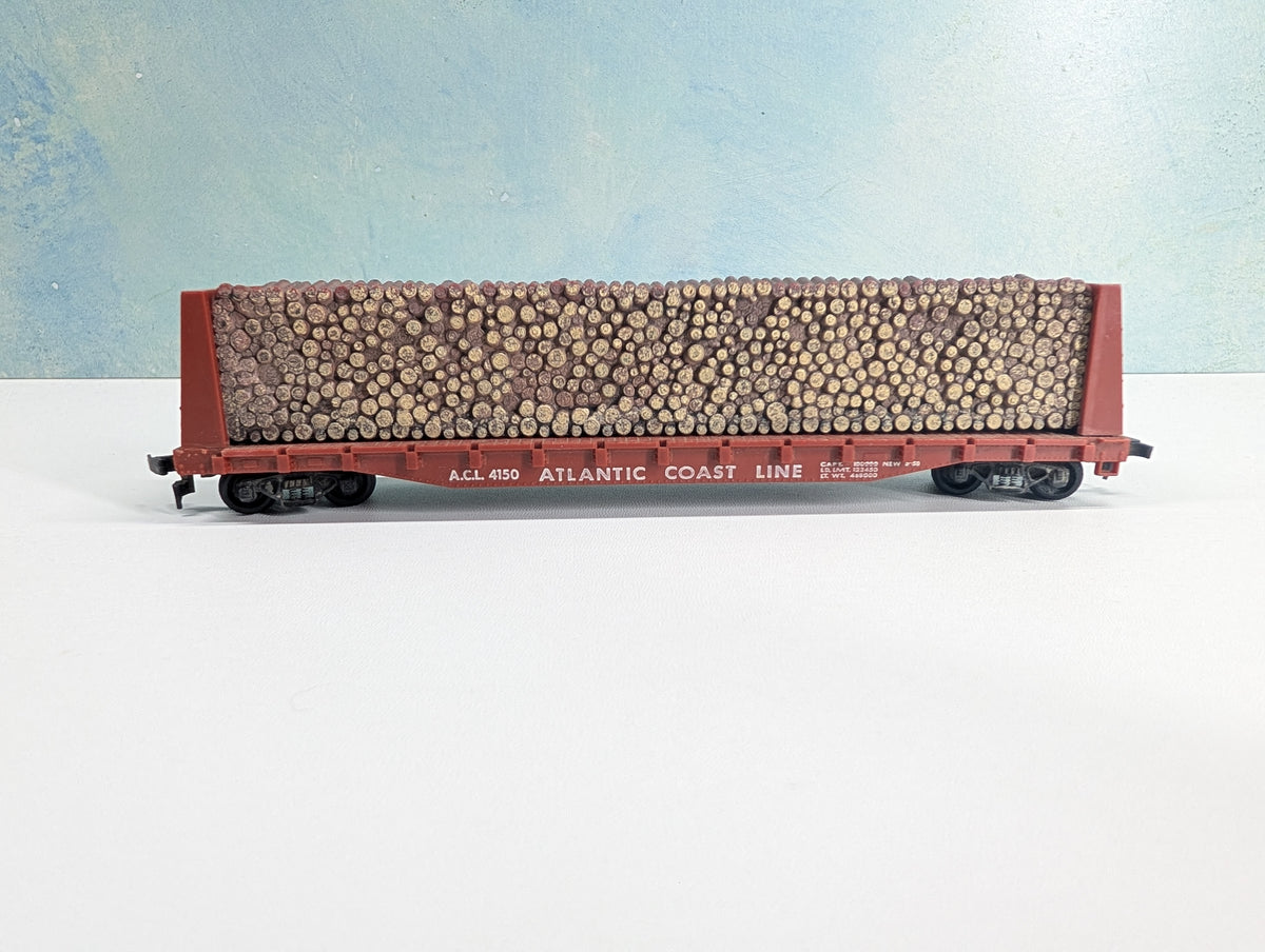 USED Revell HO Scale Bulkhead Flat Car w/ Load Atlantic Coast Line ACL #4150