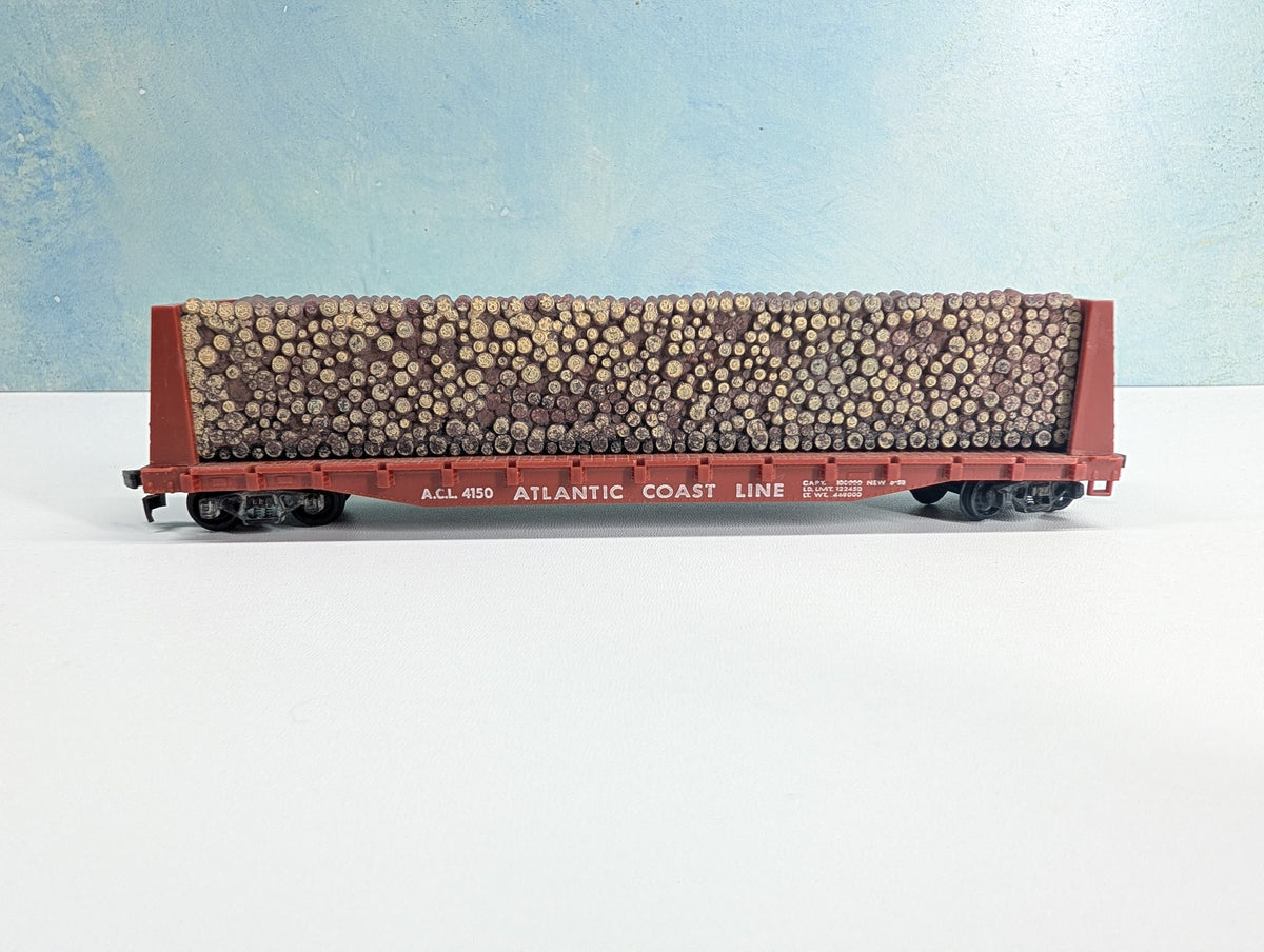 USED Revell HO Scale Bulkhead Flat Car w/ Load Atlantic Coast Line ACL #4150